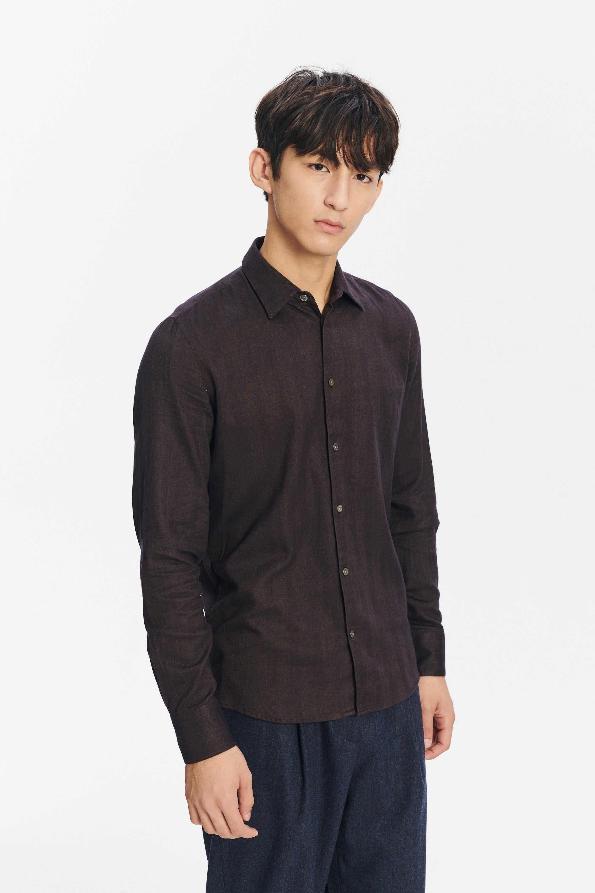 Feel Good Shirt in a Brown Soft and Silky Italian Lyocell and Organic Cotton Flannel