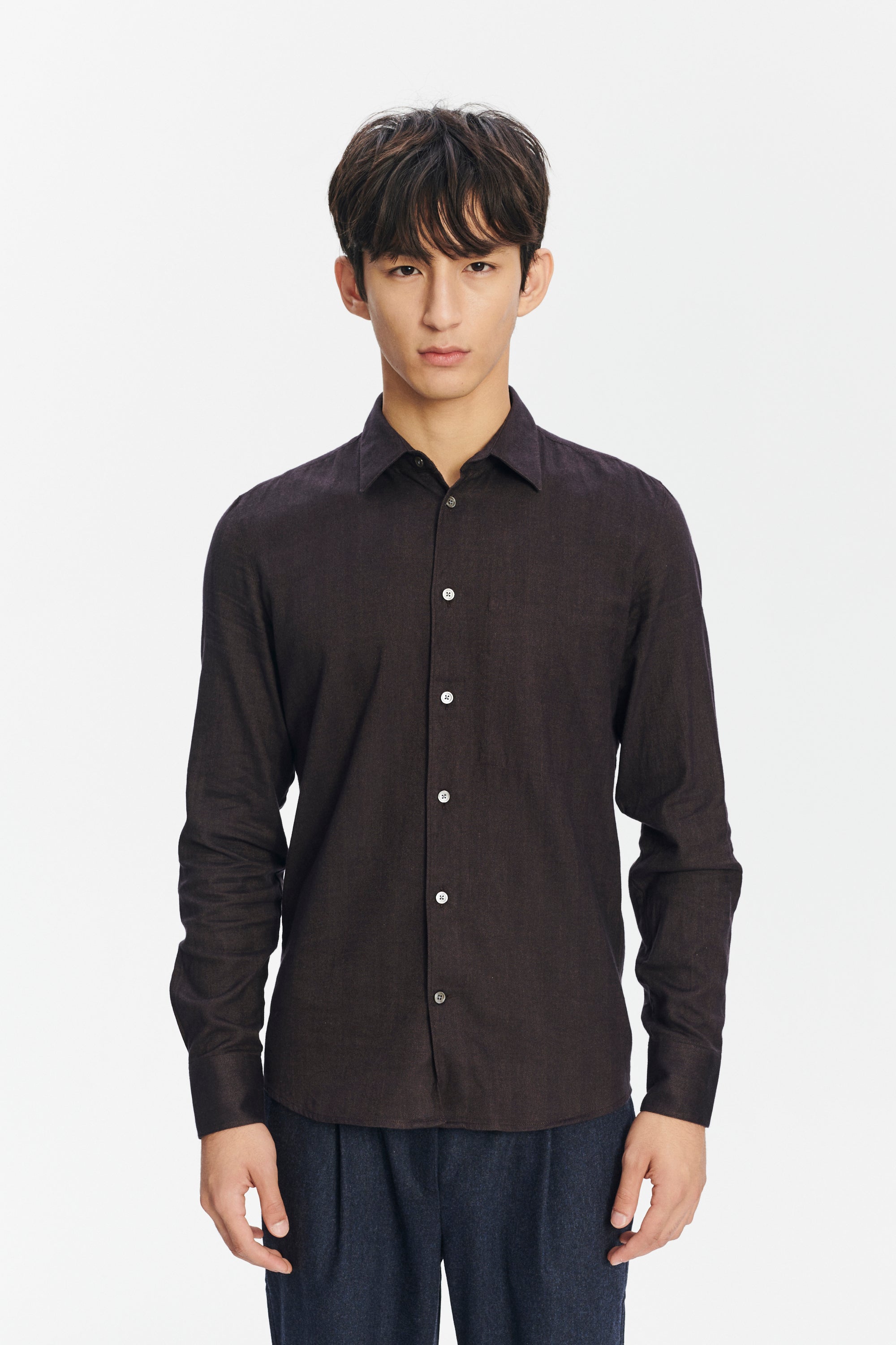 Feel Good Shirt in a Brown Soft and Silky Italian Lyocell and Organic Cotton Flannel