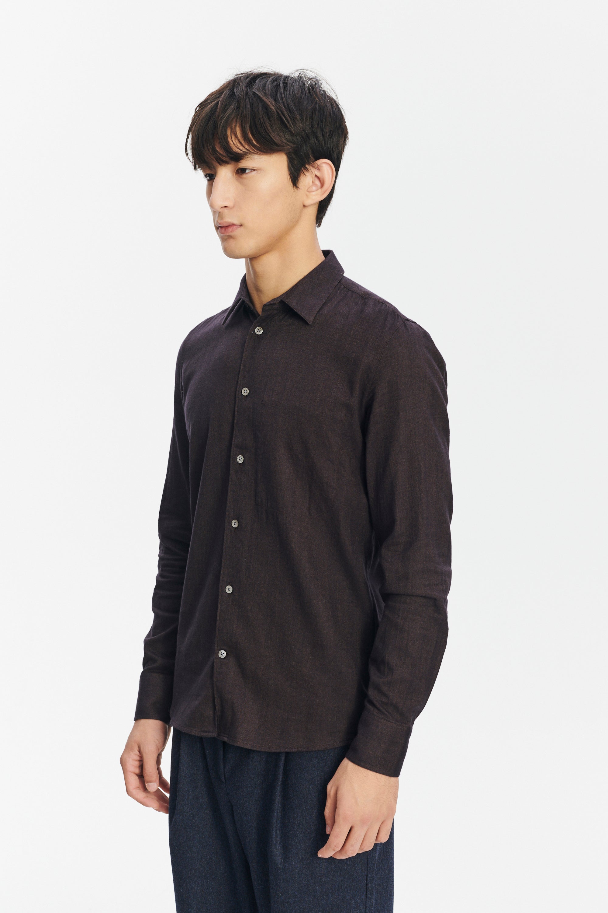 Feel Good Shirt in a Brown Soft and Silky Italian Lyocell and Organic Cotton Flannel