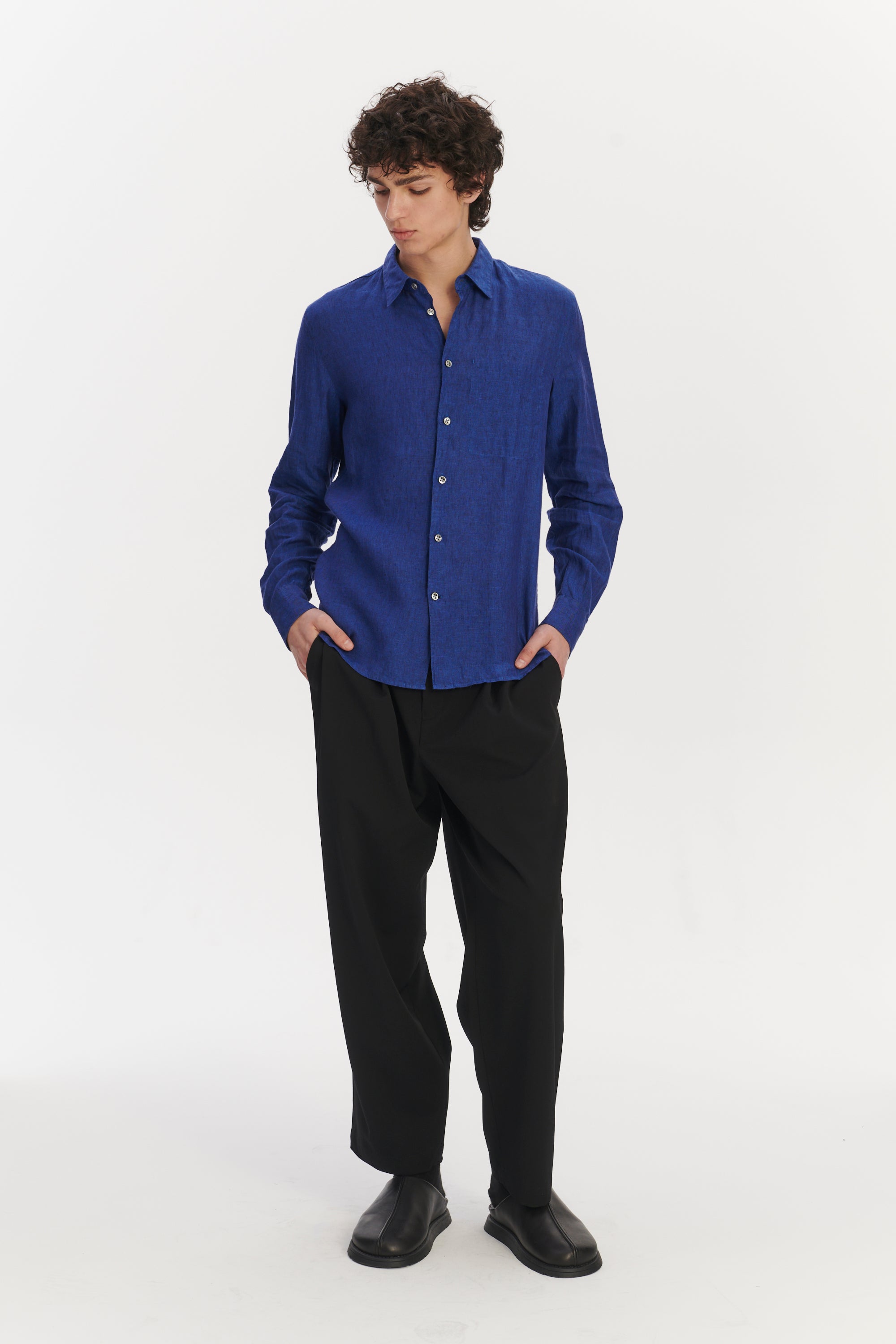 Feel Good Shirt in a Soft and Airy Cobalt  Blue Italian Linen