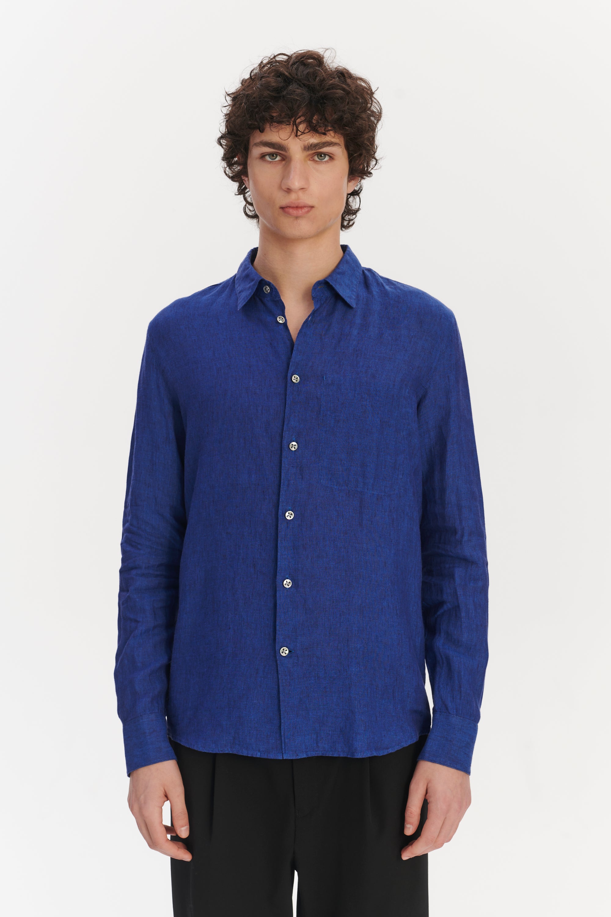 Feel Good Shirt in a Soft and Airy Cobalt  Blue Italian Linen