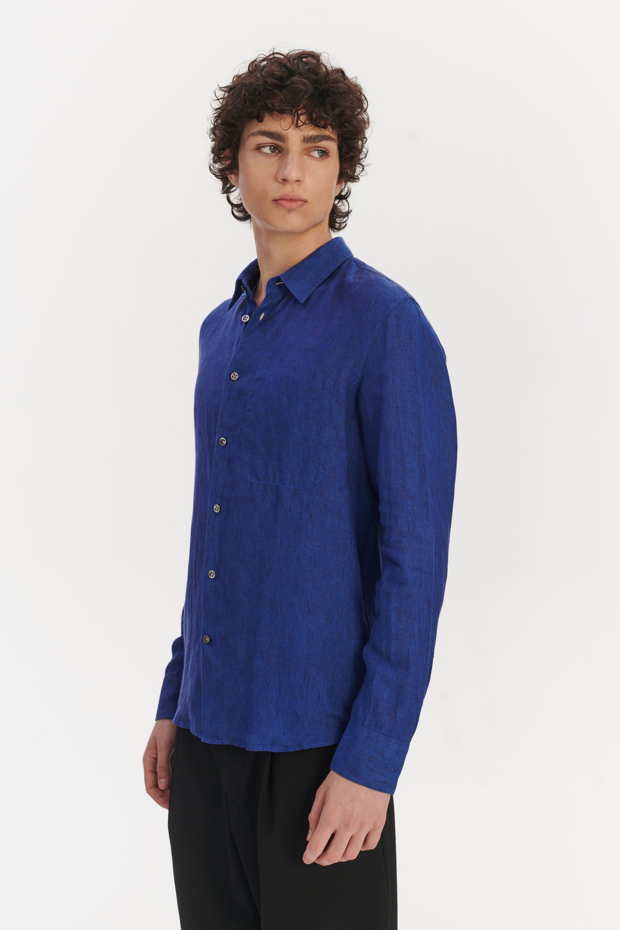Feel Good Shirt in a Soft and Airy Cobalt  Blue Italian Linen