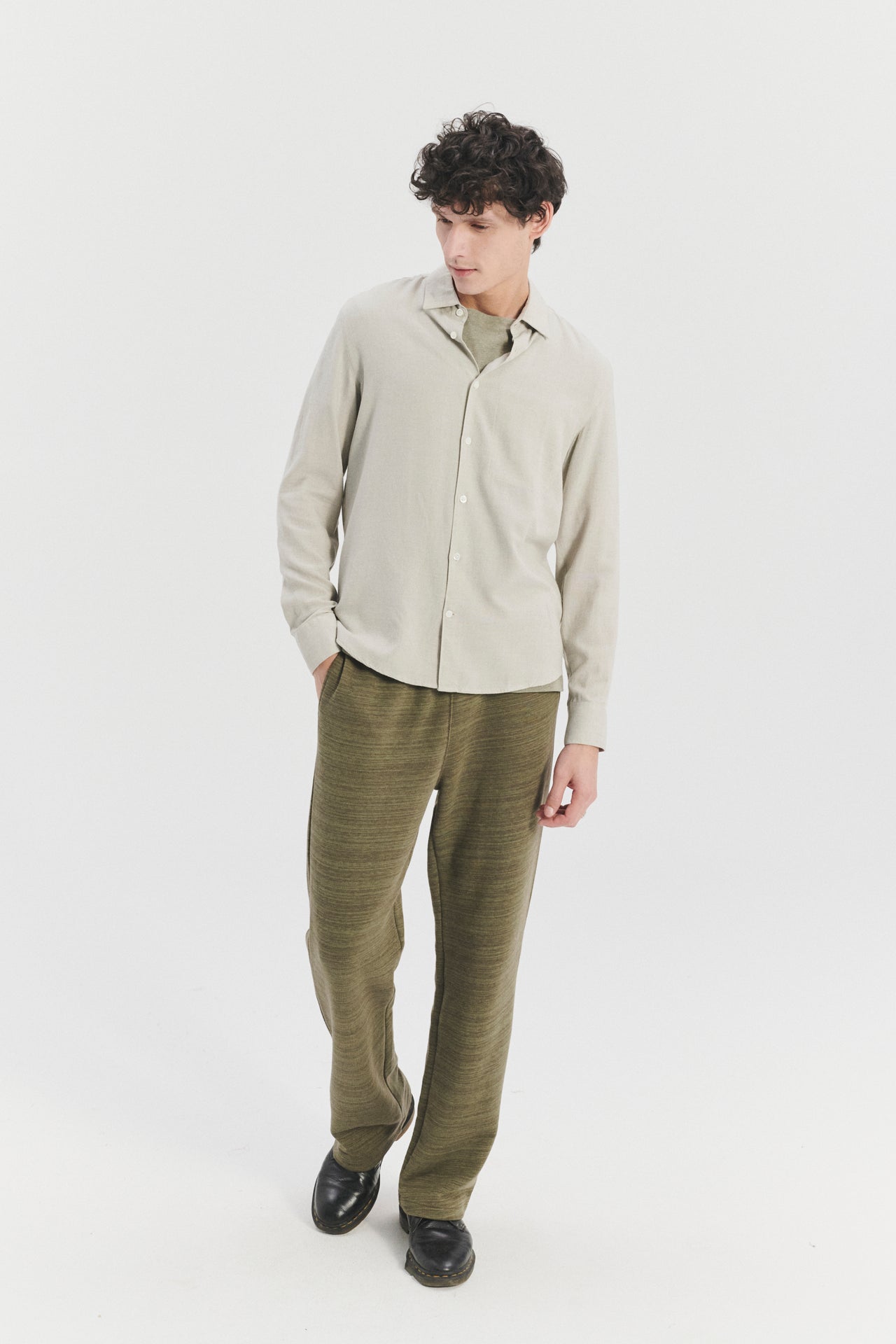 Feel Good Shirt in a Sky Grey Airy Mix of Portuguese Merino Wool and Modal