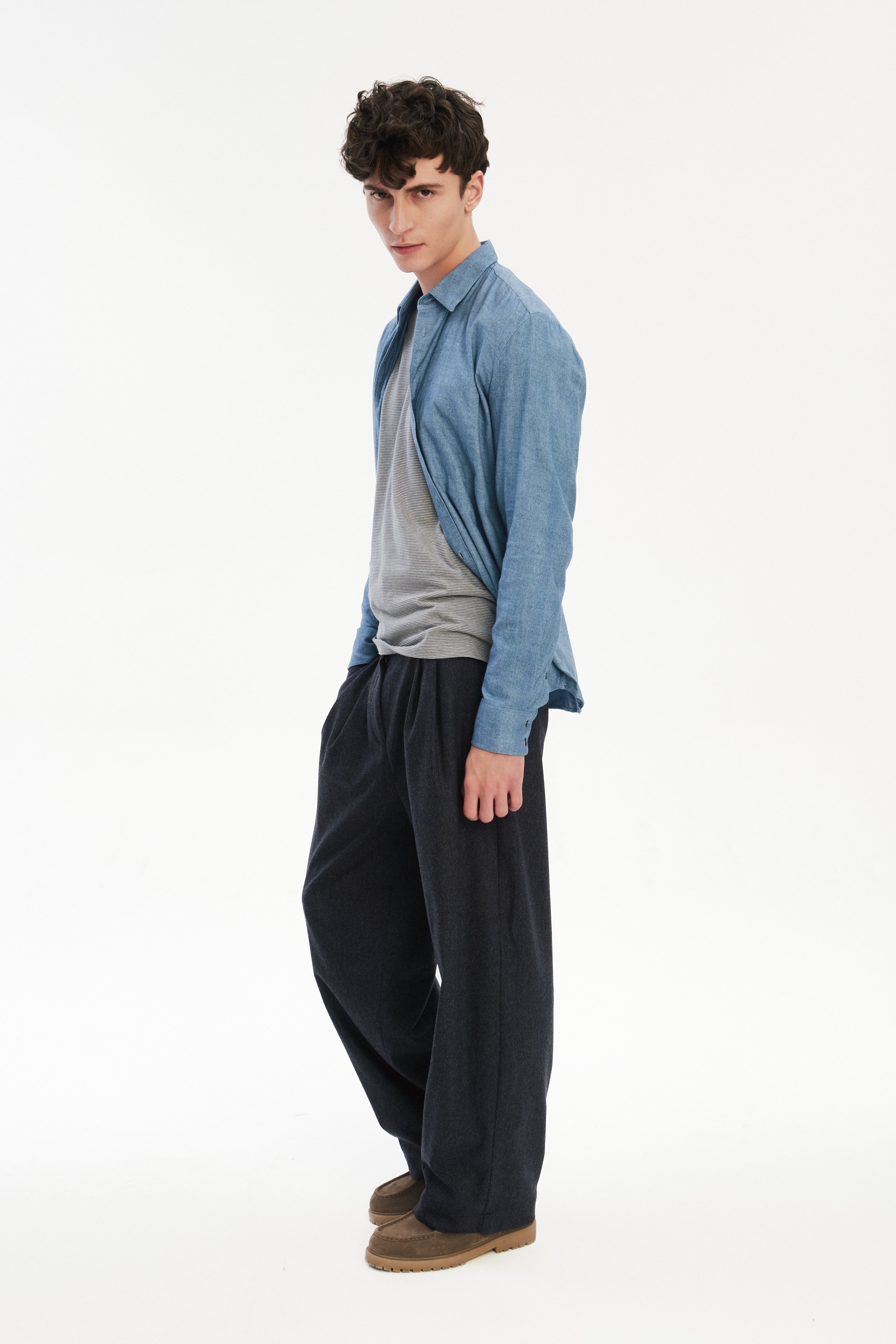 Feel Good Shirt in a Sea Blue Utterly Soft and Silky Italian Lyocell and Cotton Flannel by Albini