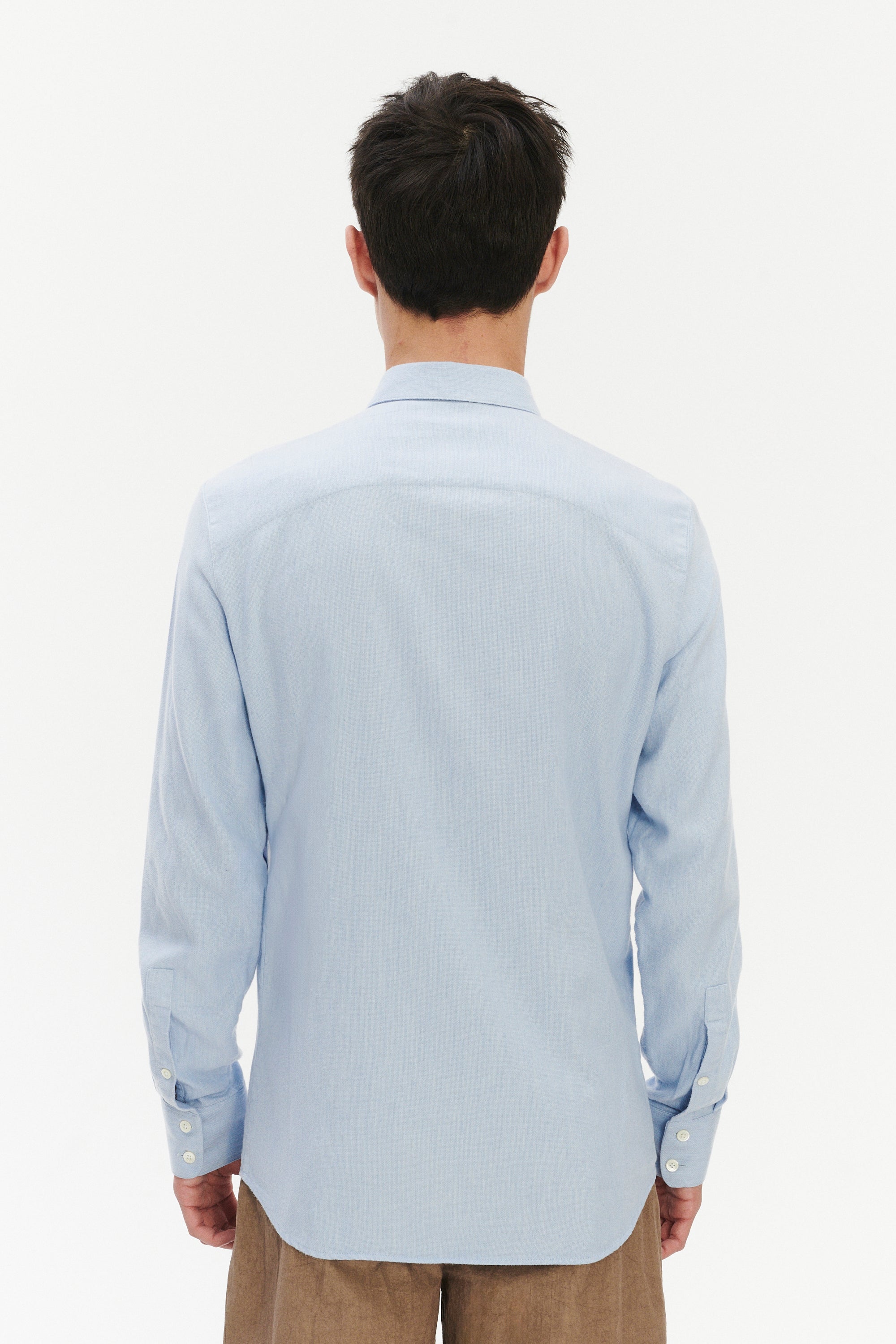 Feel Good Shirt in Blue Silky Italian Lyocell and Organic Cotton Flannel