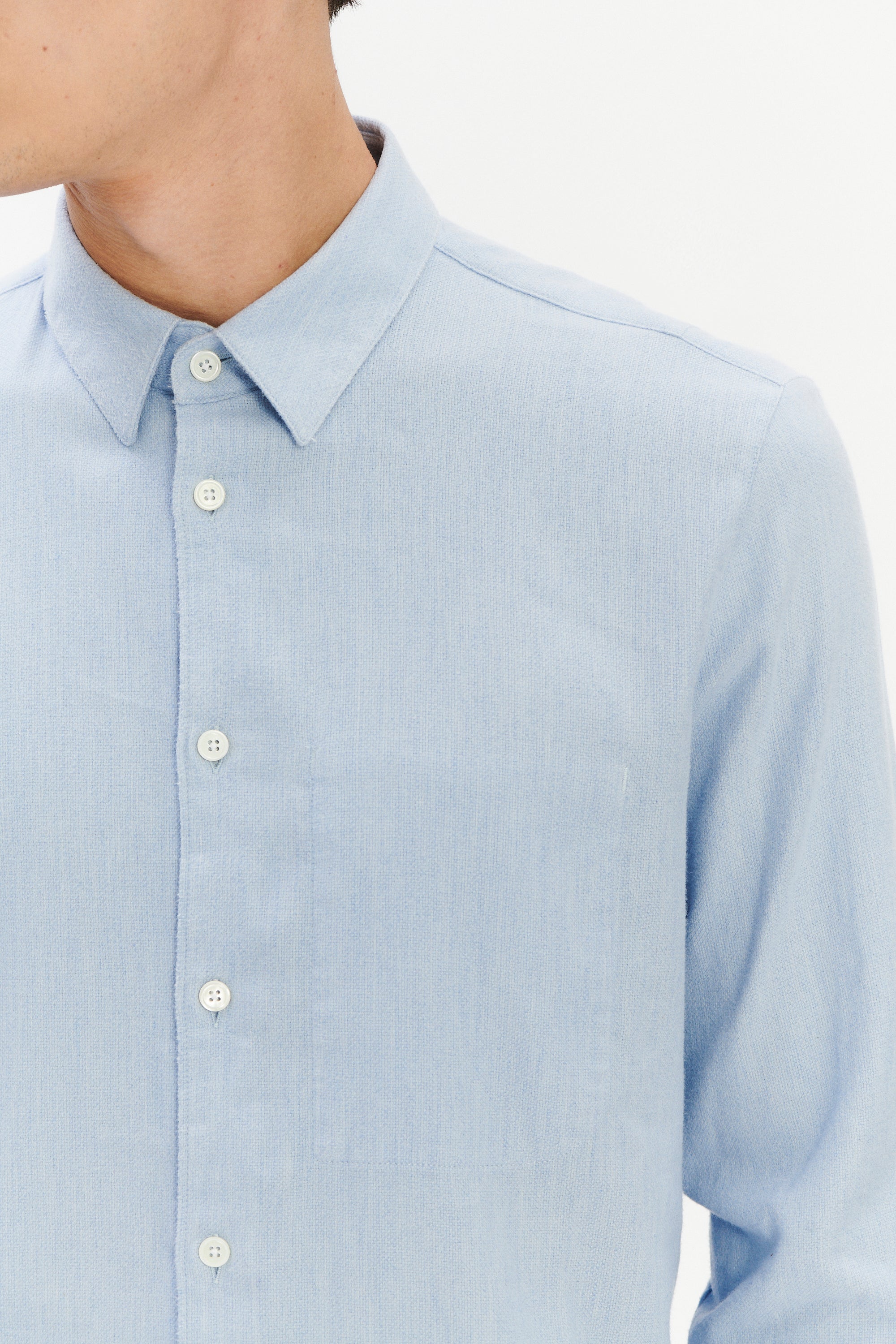 Feel Good Shirt in Blue Silky Italian Lyocell and Organic Cotton Flannel