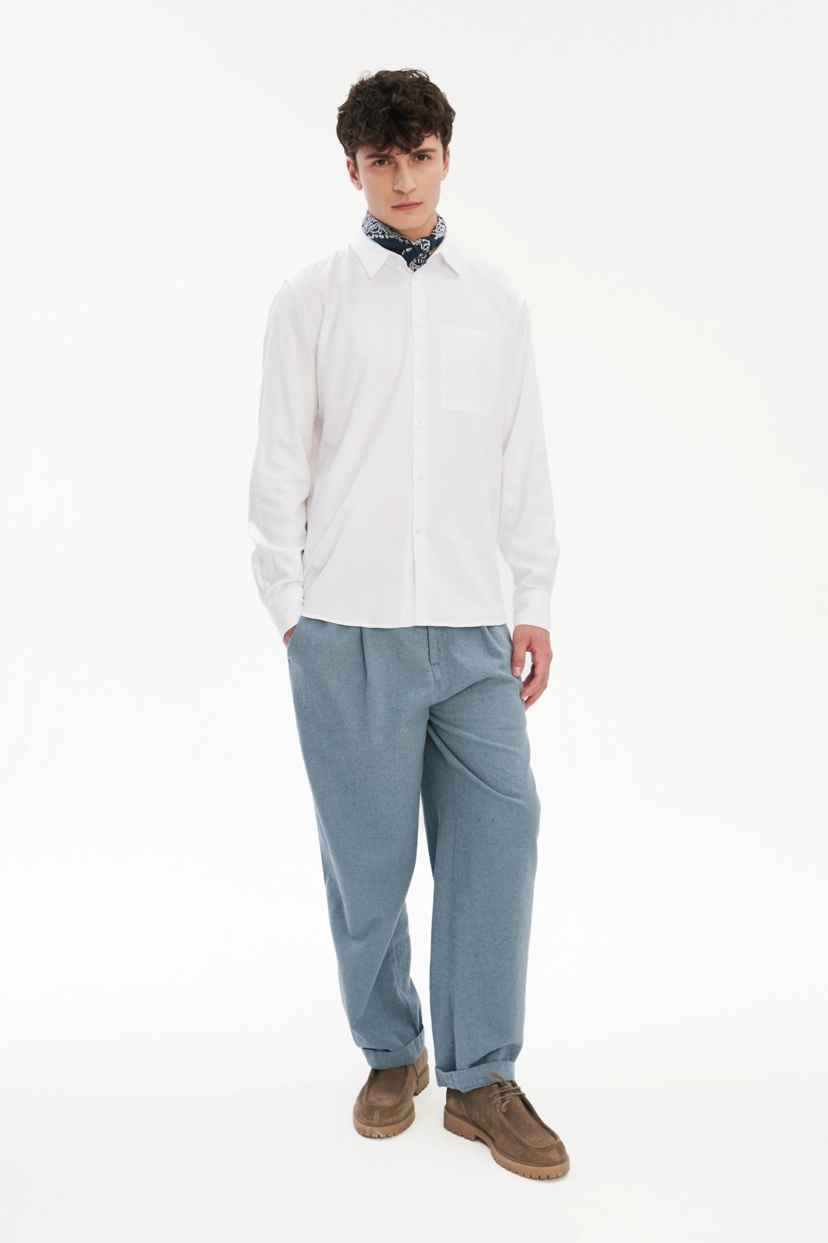 Feel Good Shirt in a White Very Soft Italian Lyocell and Cotton