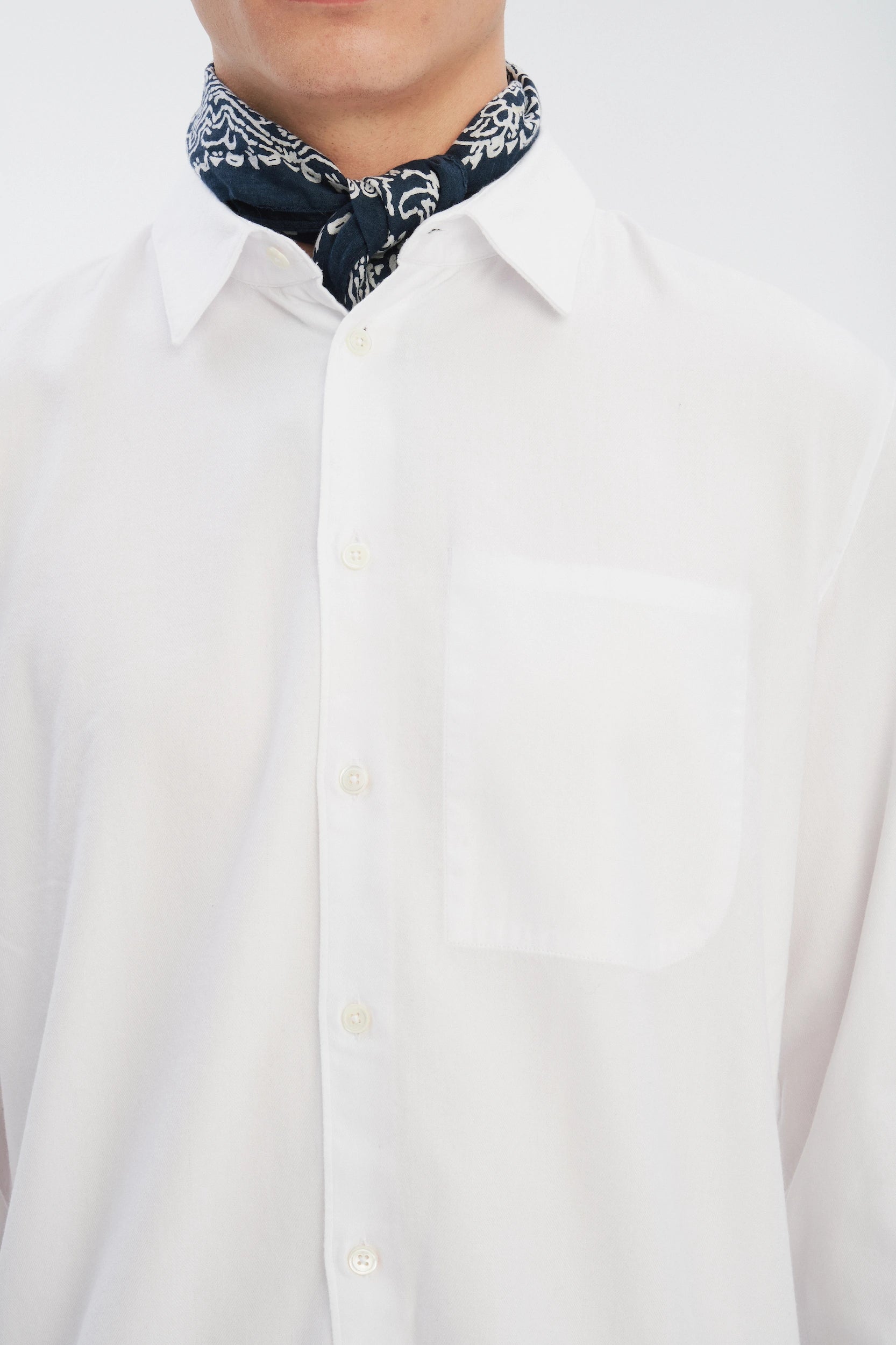 Feel Good Shirt in a White Very Soft Italian Lyocell and Cotton