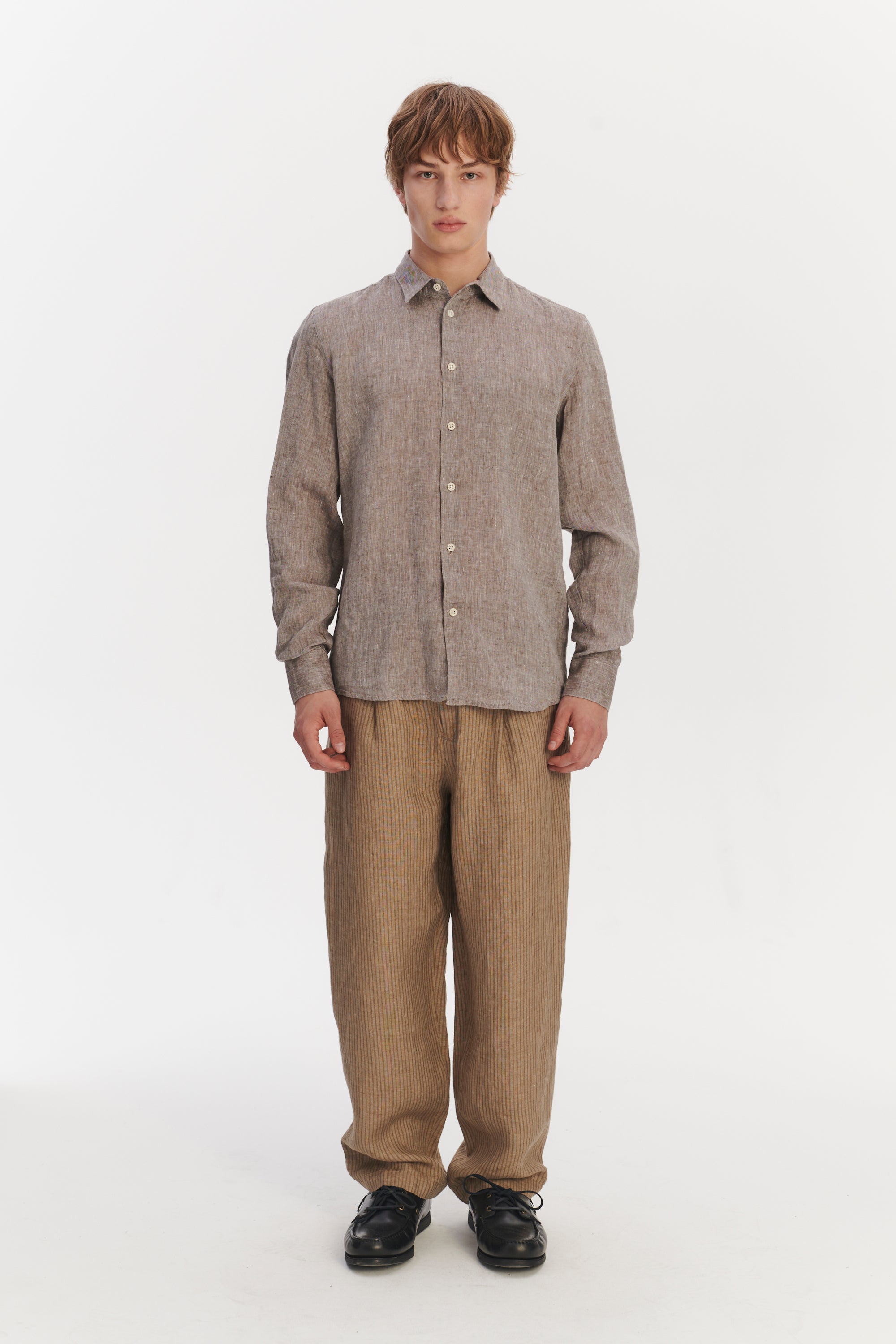 Feel Good Shirt in a Very Soft Beige Brown Bohemian Linen