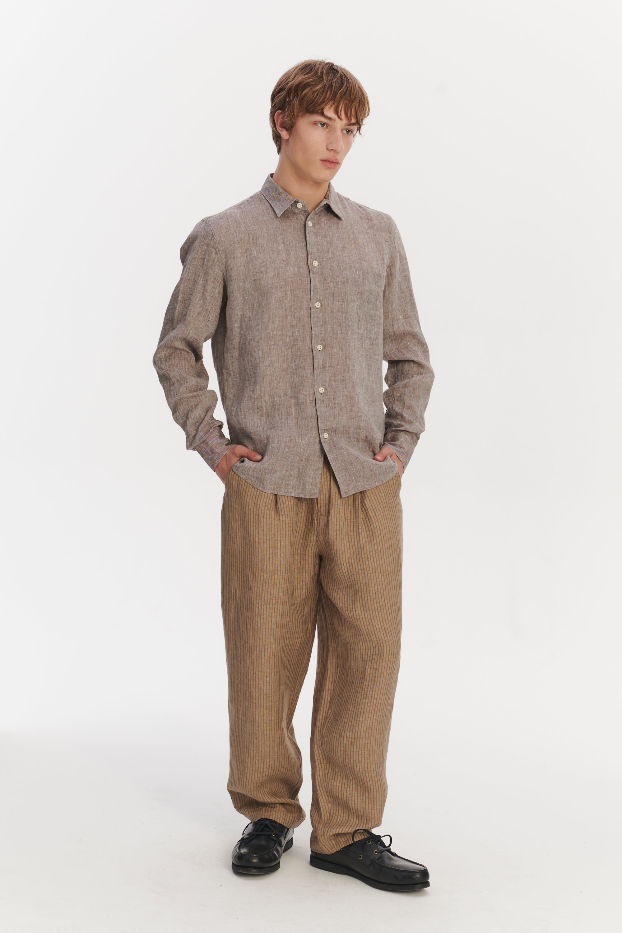 Feel Good Shirt in a Very Soft Beige Brown Bohemian Linen