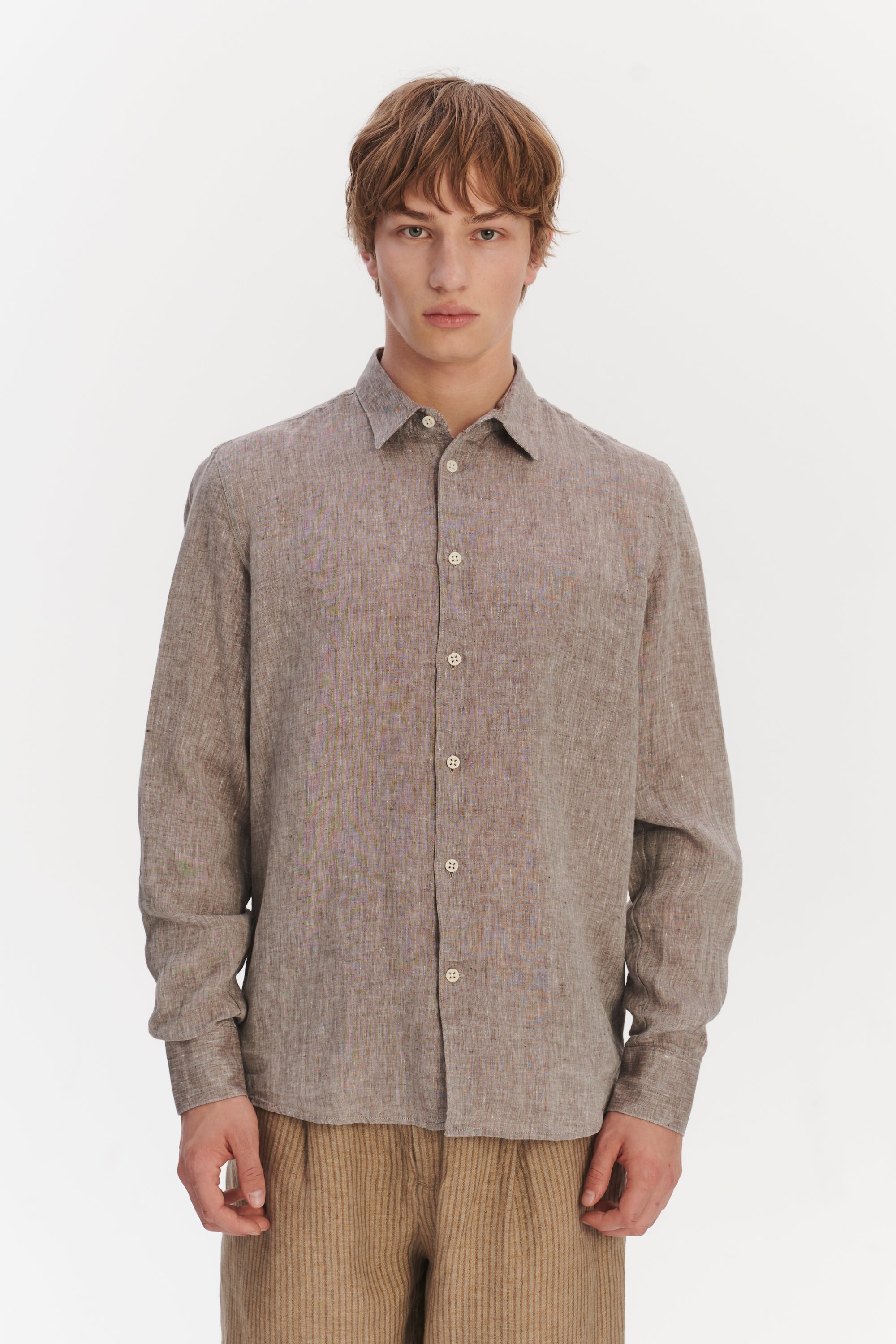 Feel Good Shirt in a Very Soft Beige Brown Bohemian Linen