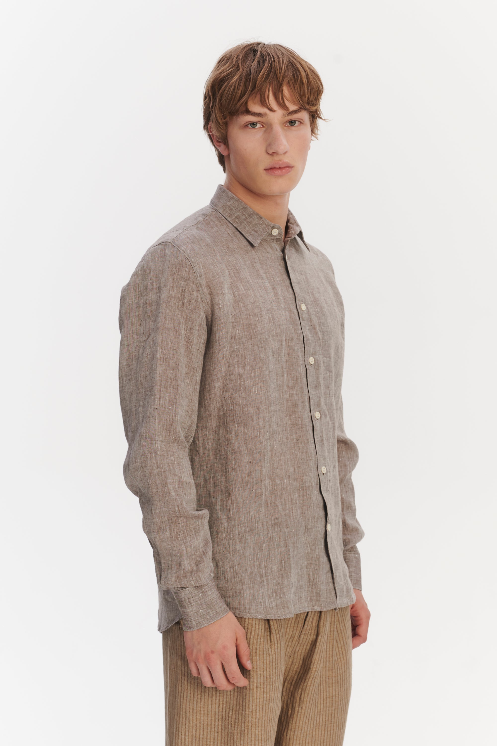 Feel Good Shirt in a Very Soft Beige Brown Bohemian Linen