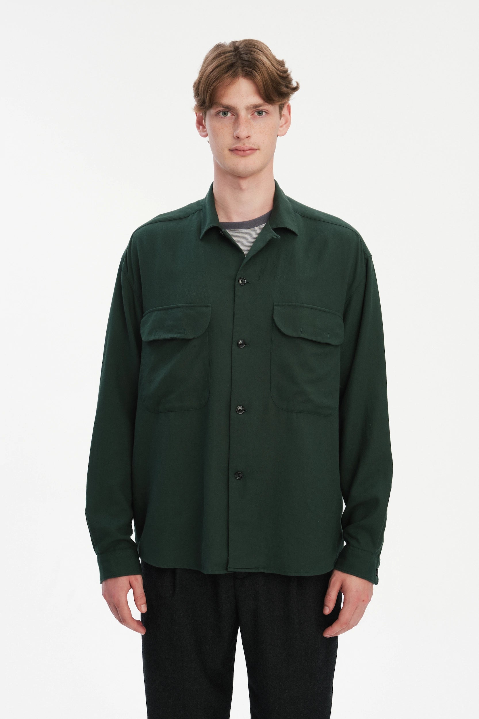 Relaxed Oversized Leisure Shirt in Italian Mix of Cotton and Cashmere