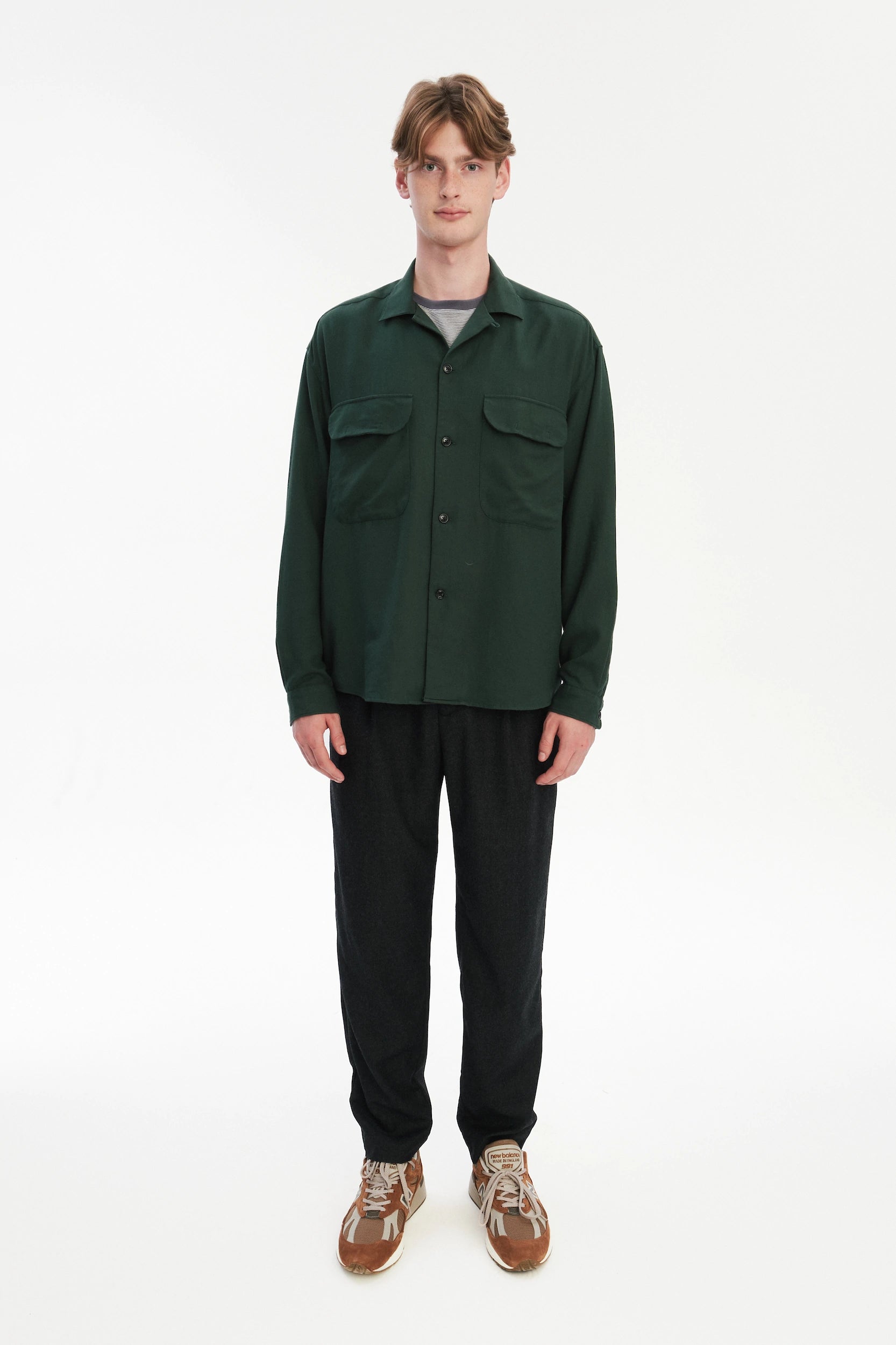 Relaxed Oversized Leisure Shirt in Italian Mix of Cotton and Cashmere