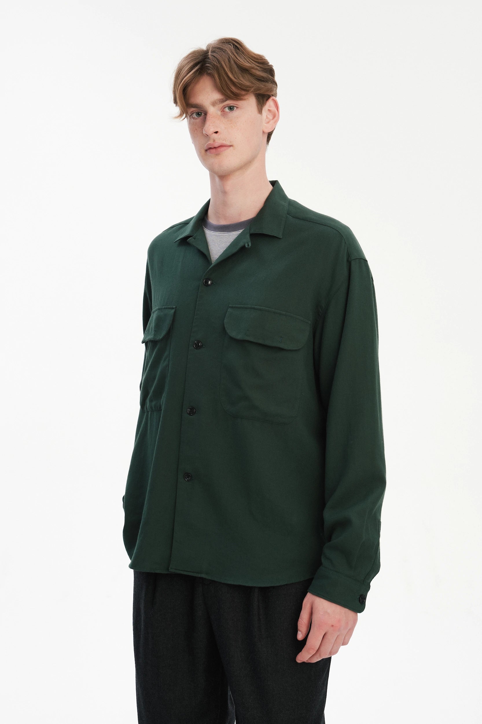 Relaxed Oversized Leisure Shirt in Italian Mix of Cotton and Cashmere
