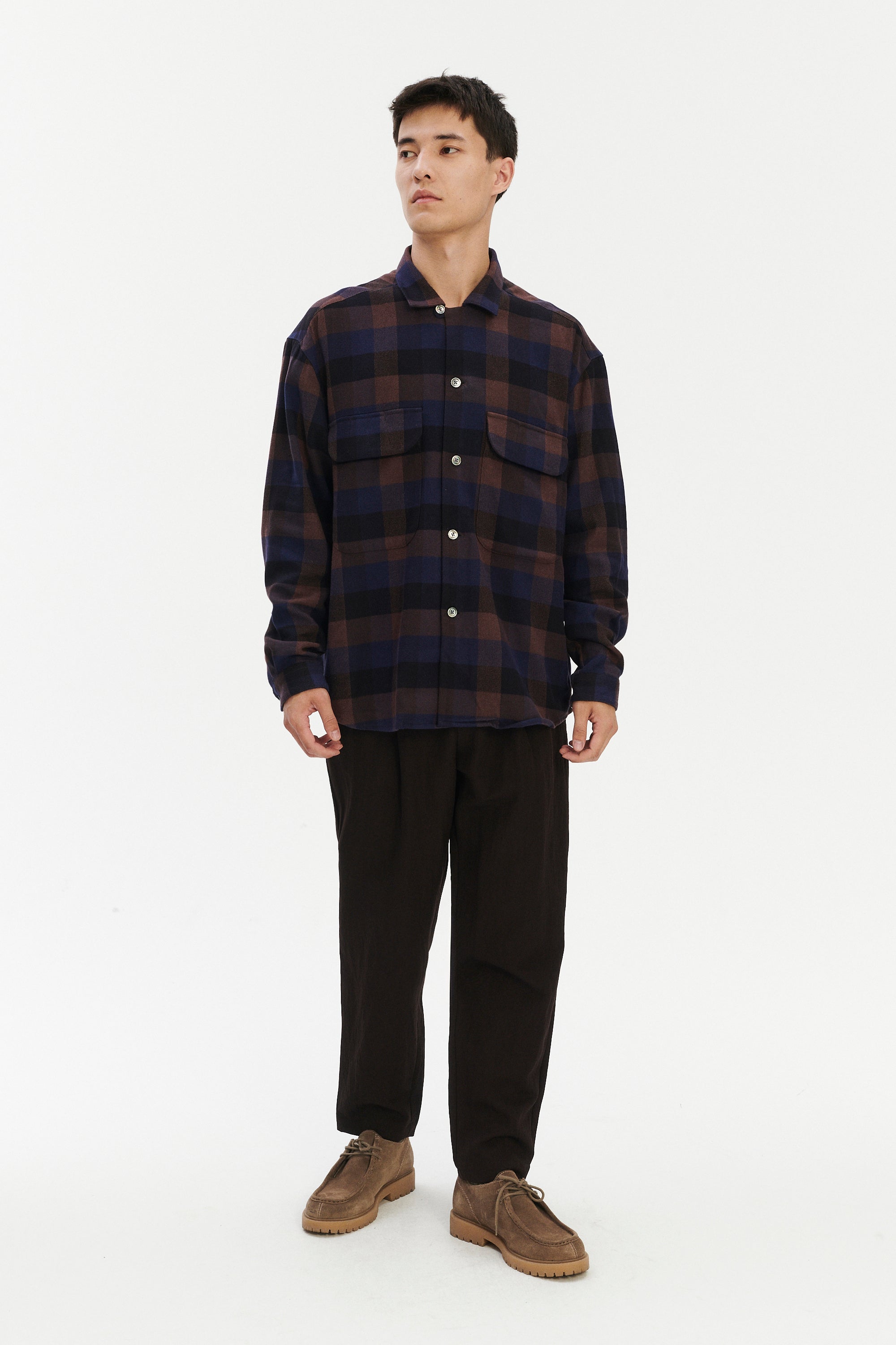 Relaxed Oversized Leisure Shirt in Italian Mix of Cotton and Tencel