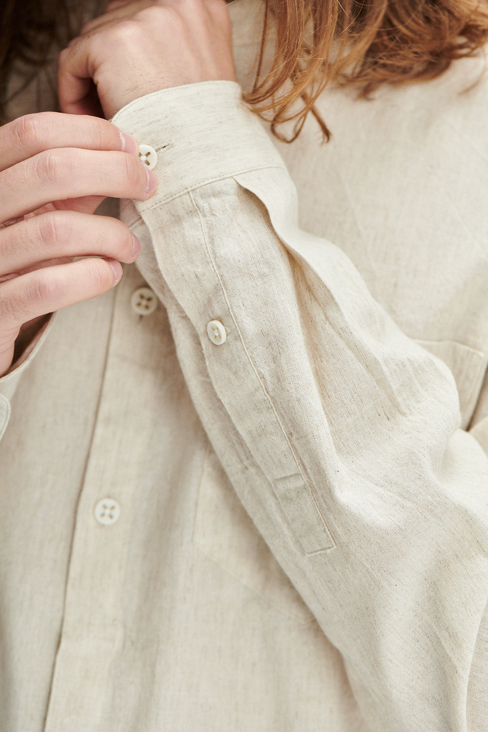 Zen Shirt in a Beige Japanese Organic Cotton and Linen