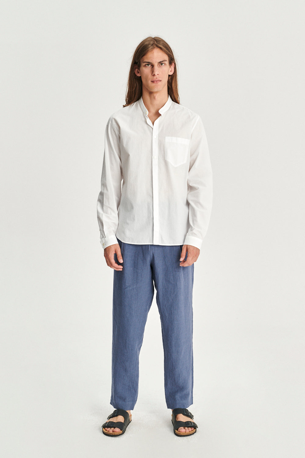 Genuine Trousers in a Police Blue Fine Sustainable Belgian Linen