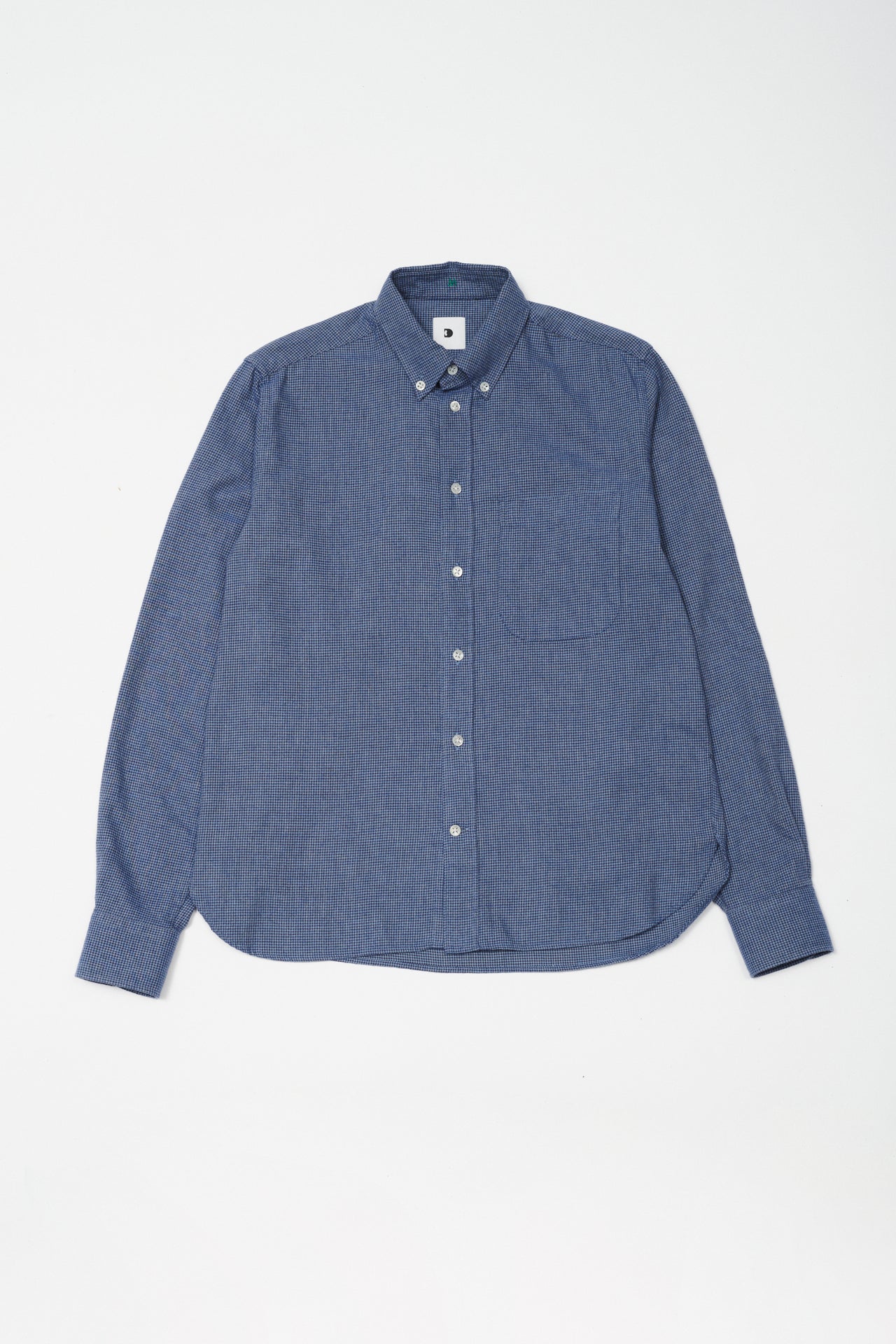 Button Down Shirt in a Mini Chequered Blue Italian Recycled Cotton