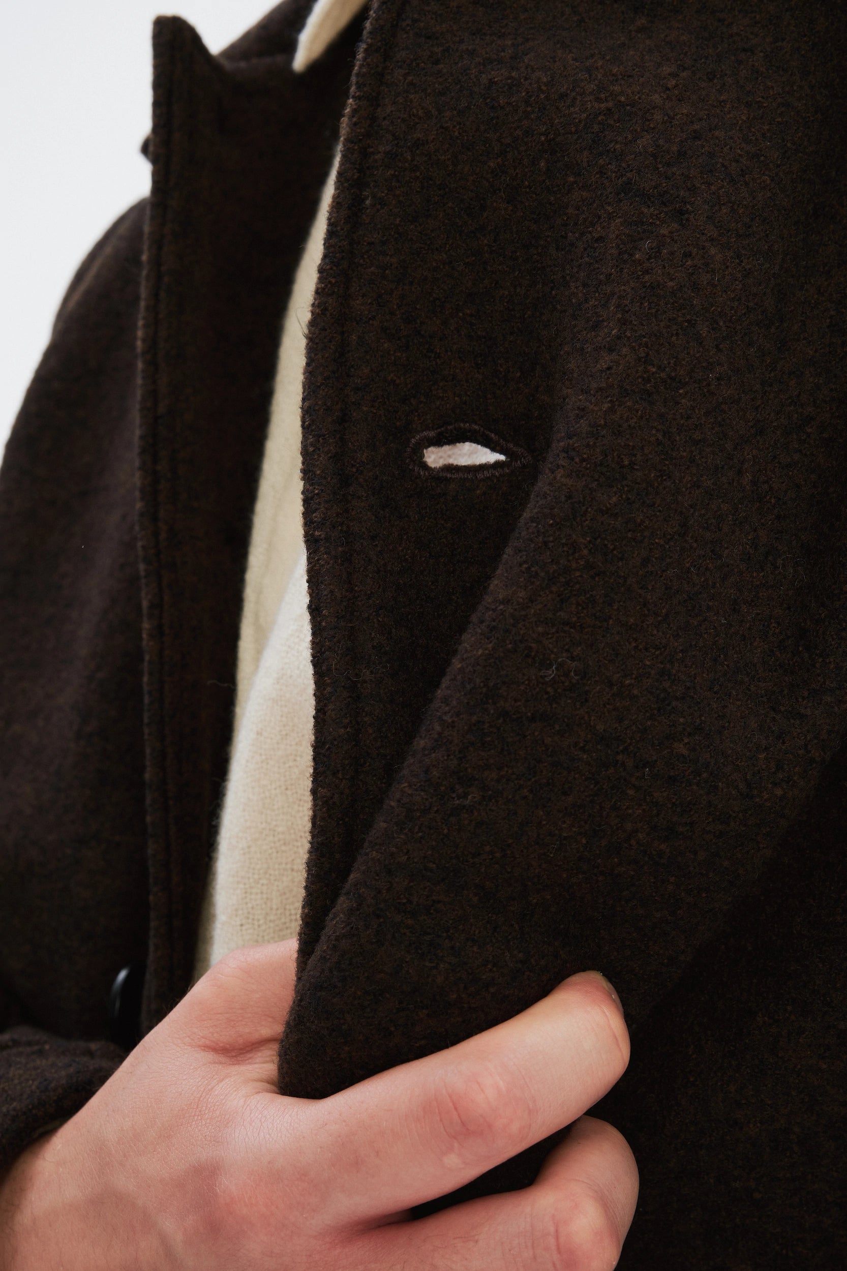 Winter Coat in a Dark Chocolate Italian Boiled Wool with MEIDA Thermo Insulation