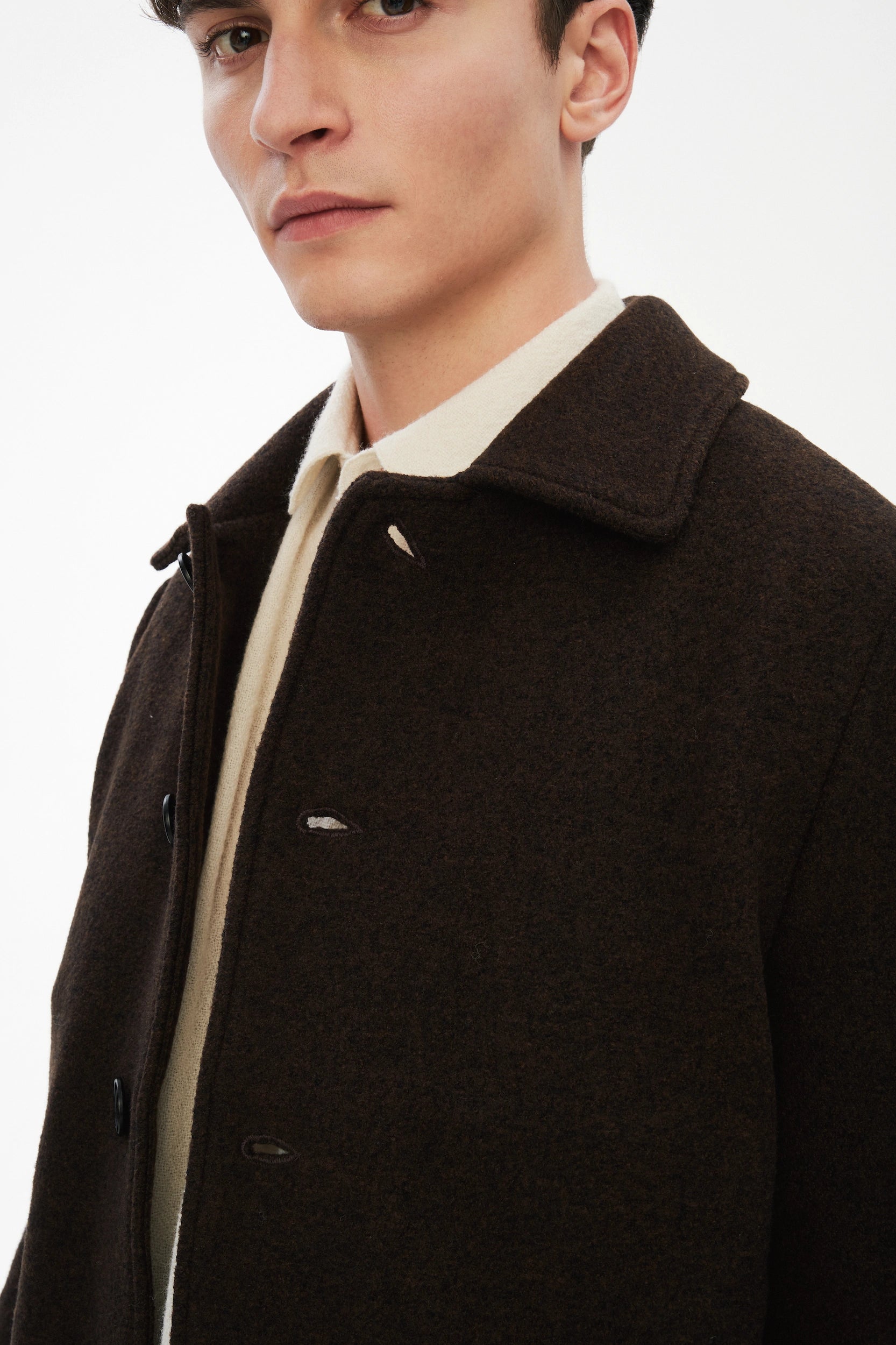 Winter Coat in a Dark Chocolate Italian Boiled Wool with MEIDA Thermo Insulation