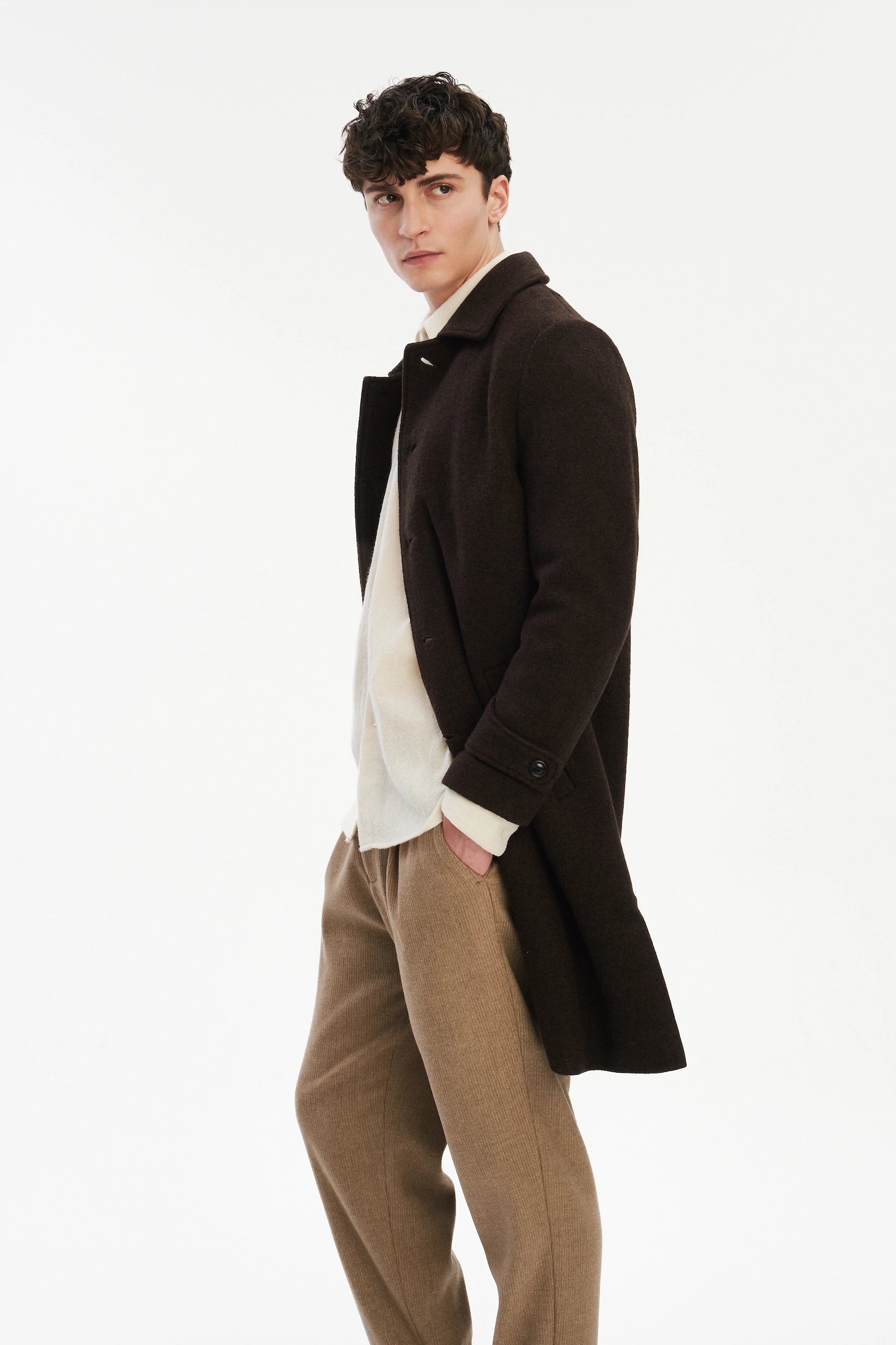 Winter Coat in a Dark Chocolate Italian Boiled Wool with MEIDA Thermo Insulation