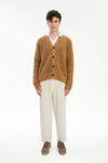 Cardigan in the Finest Italian Mustard Melange Lambs Wool