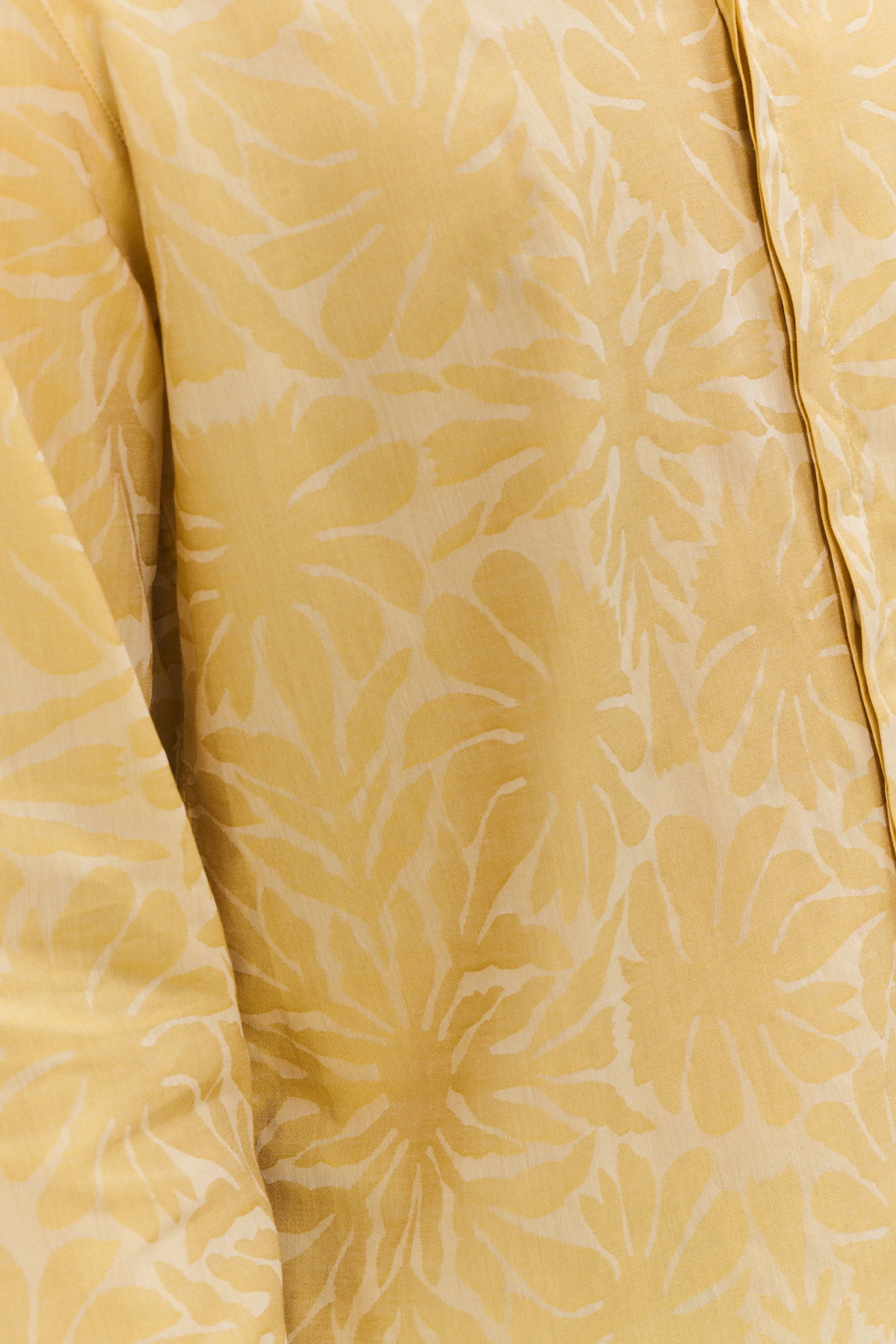 Cute Round Collar Shirt in a Yellow and Cream Jacquard Italian Cotton