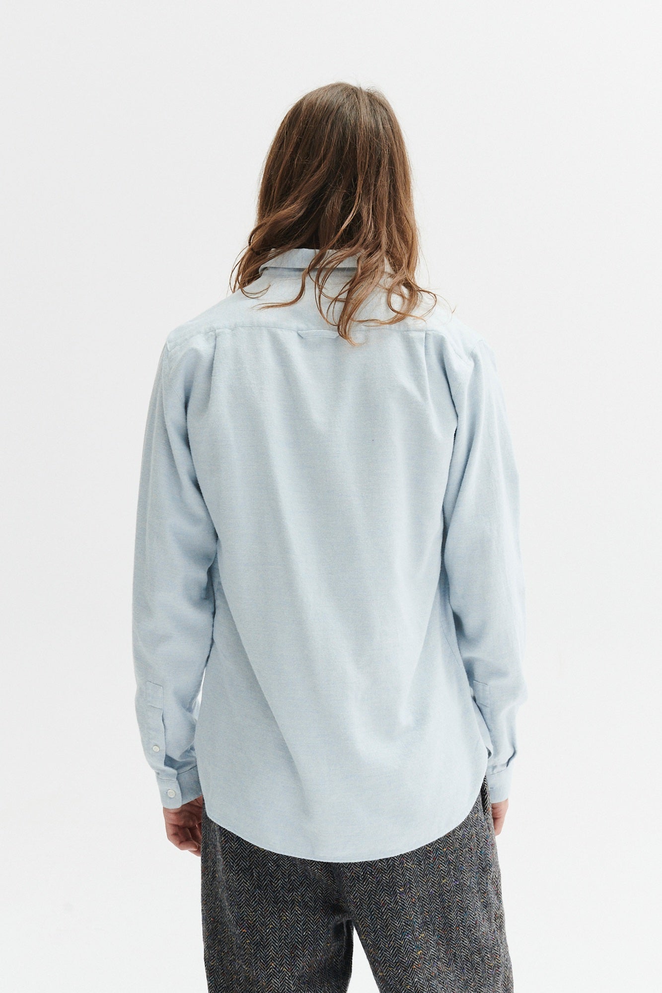 Cute Shirt in a Baby Blue Double Brushed Italian Cotton Flannel