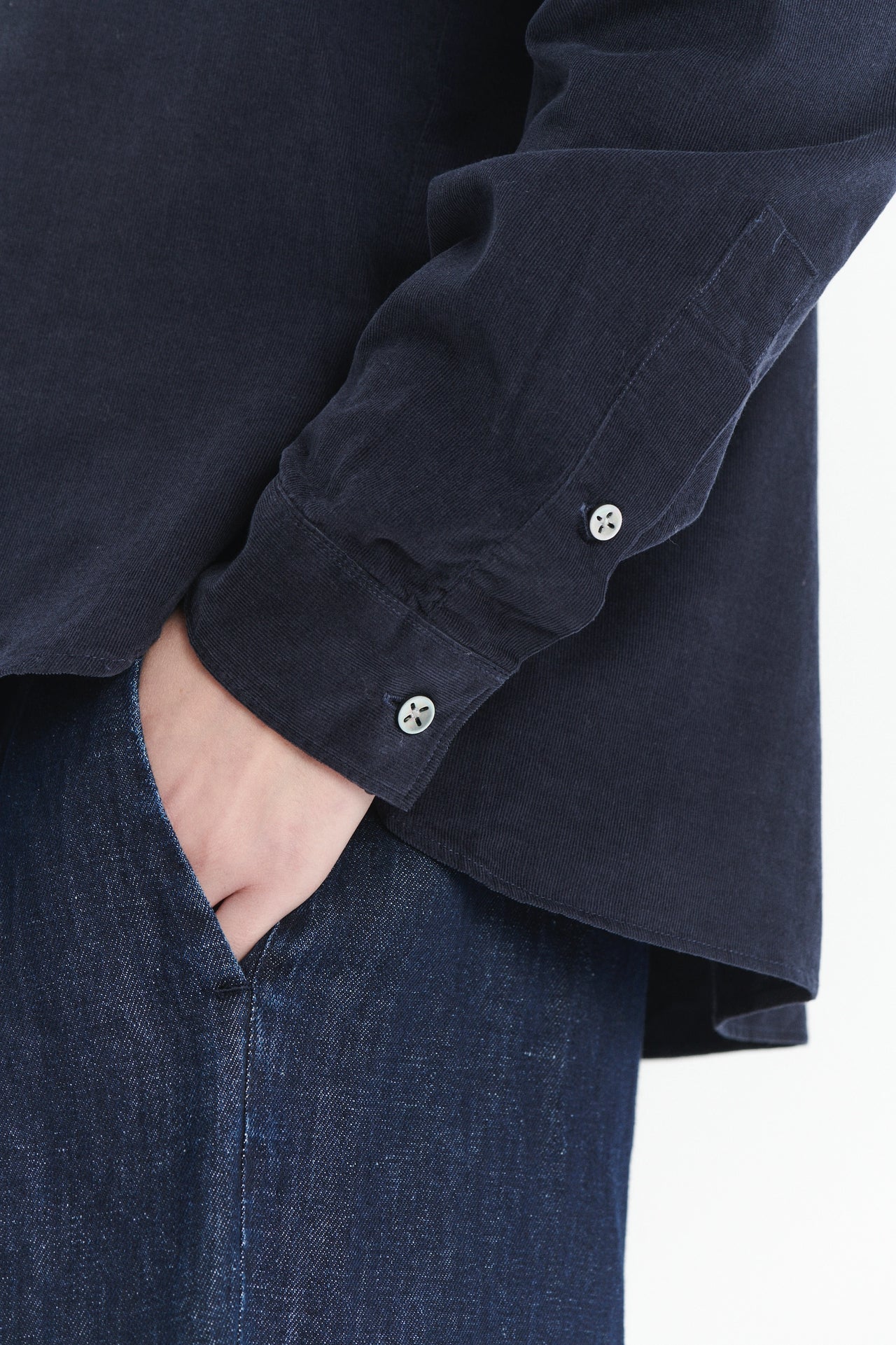Relaxed Cropped Blouse in the Finest Navy Blue Japanese Corduroy Cotton