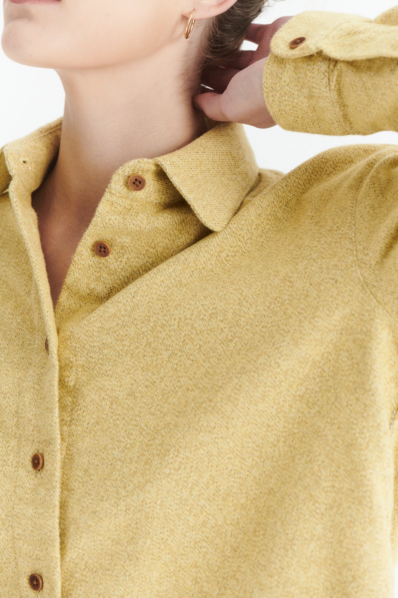 Shirt in the Finest Yellow and Beige Portuguese Cotton Flannel