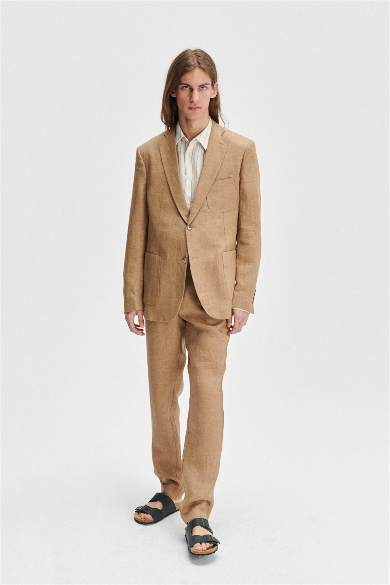 Bohemian Trousers in a Light Brown 100% Traceable Italian Linen by Albini