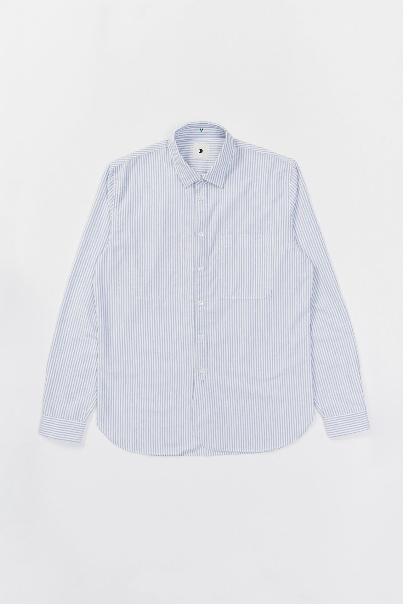Blue Stripe Farmer Shirt in the Finest Brushed Portuguese Oxford Cotton
