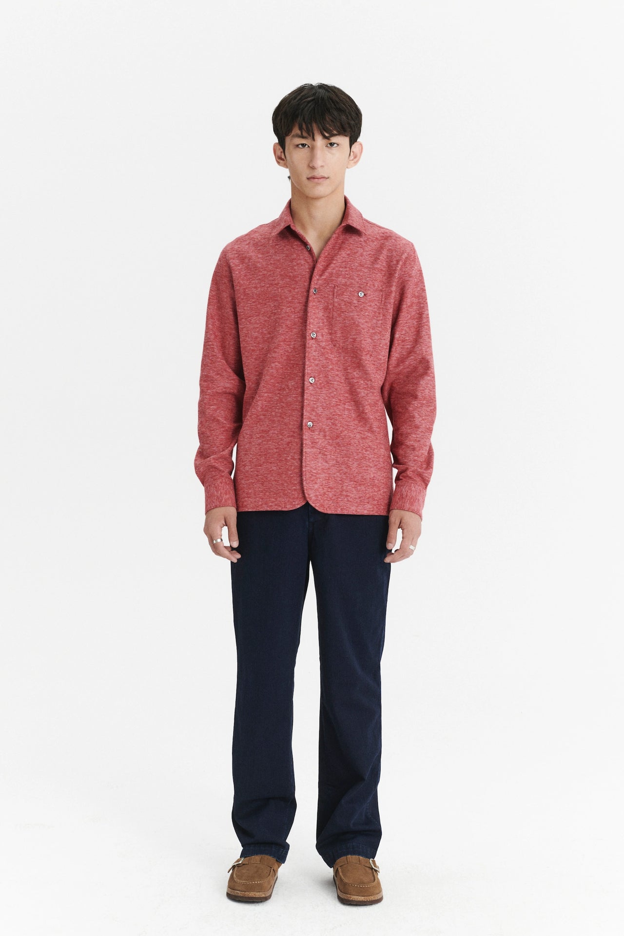Strong Shirt in the Finest Melange Red Italian Cotton Flannel