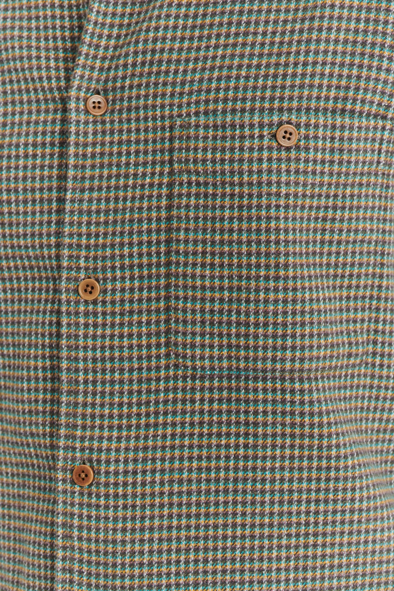 Shirt in a Brown, Vivid Green and Curry Yellow Chequered Portuguese Cotton Flannel