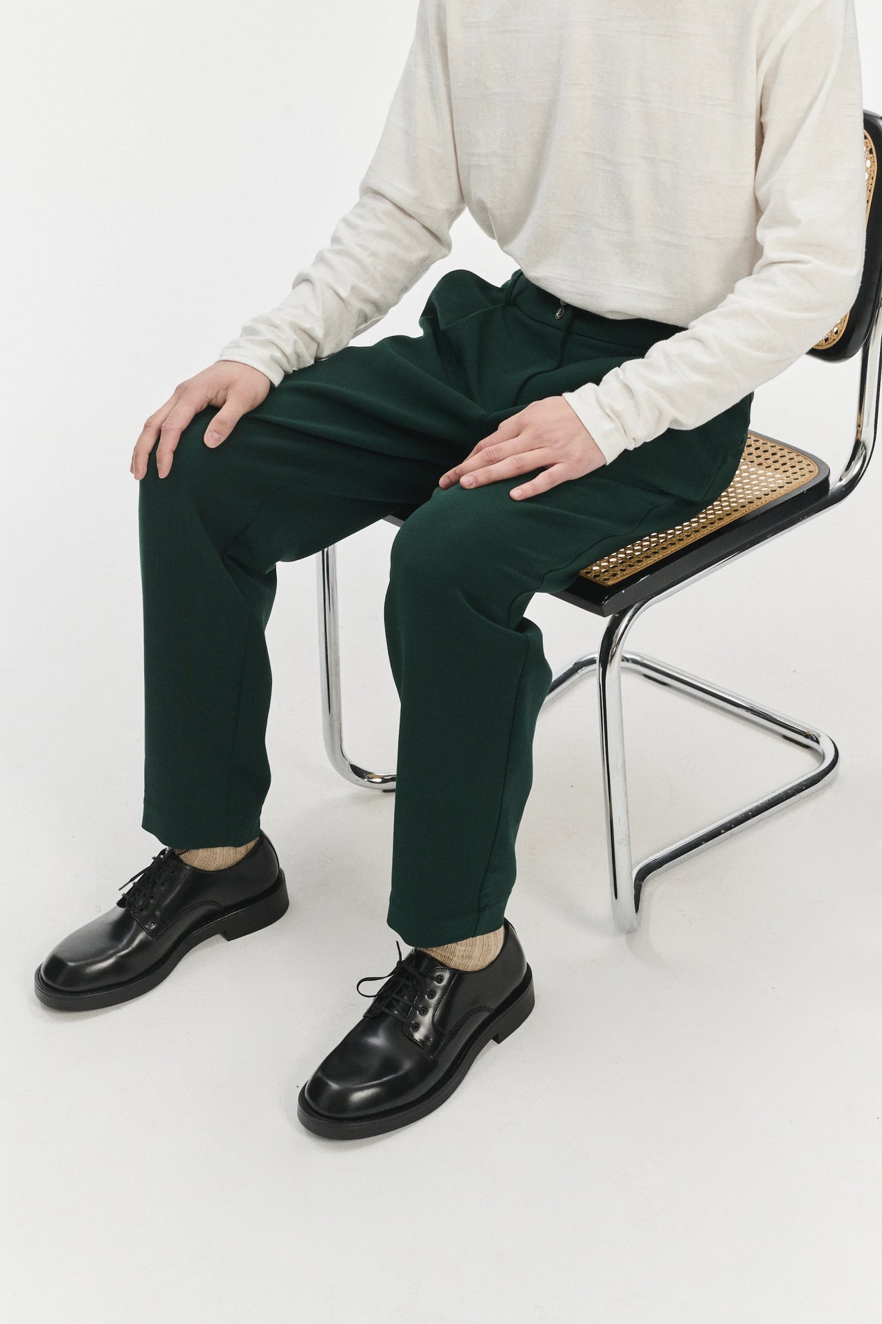 Genuine Trousers in the Finest Dark Petrol Green Italian Double Virgin Wool by Giuseppe Botto