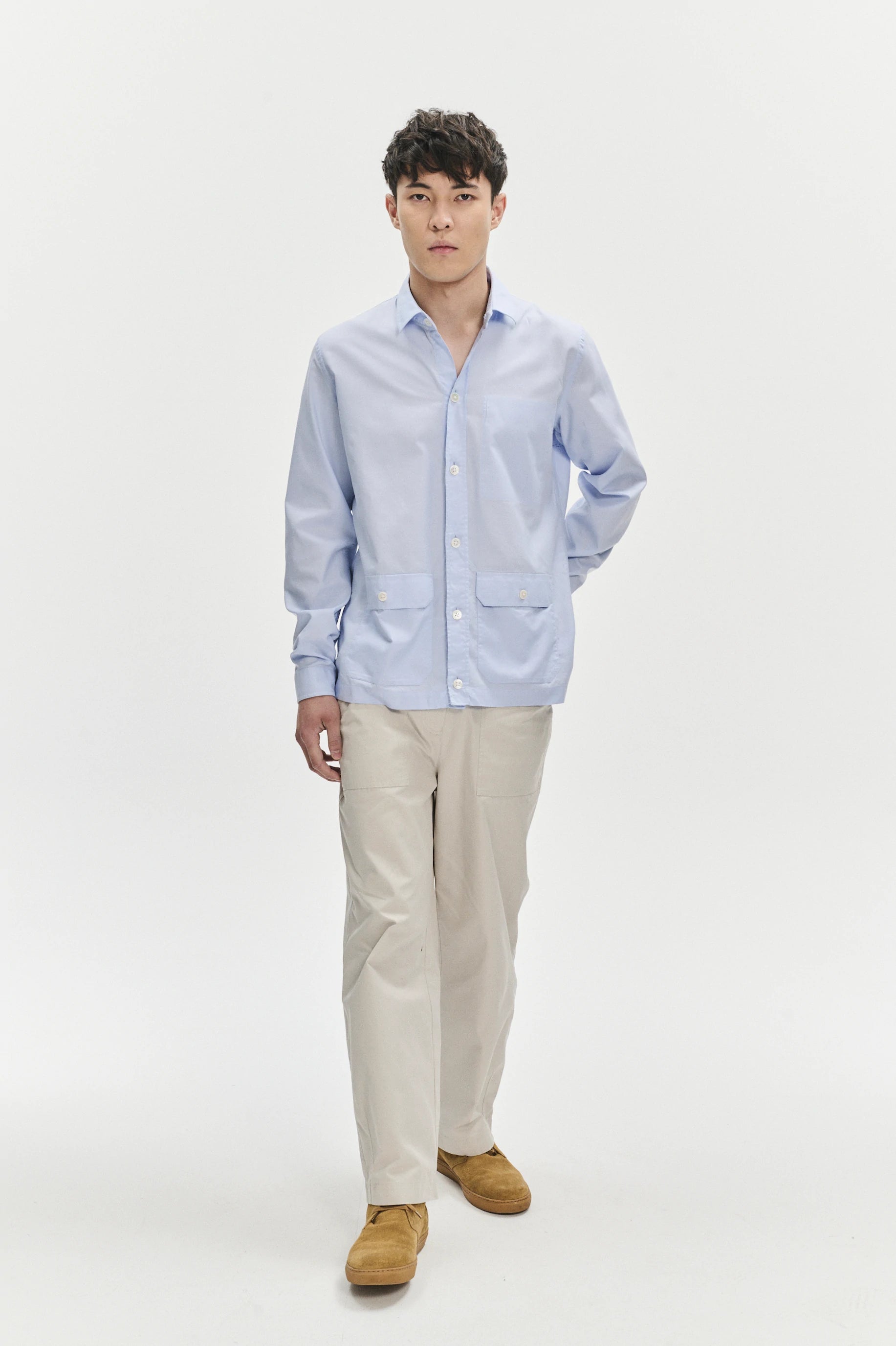 Overshirt in a Light Blue Portuguese Oxford Cotton