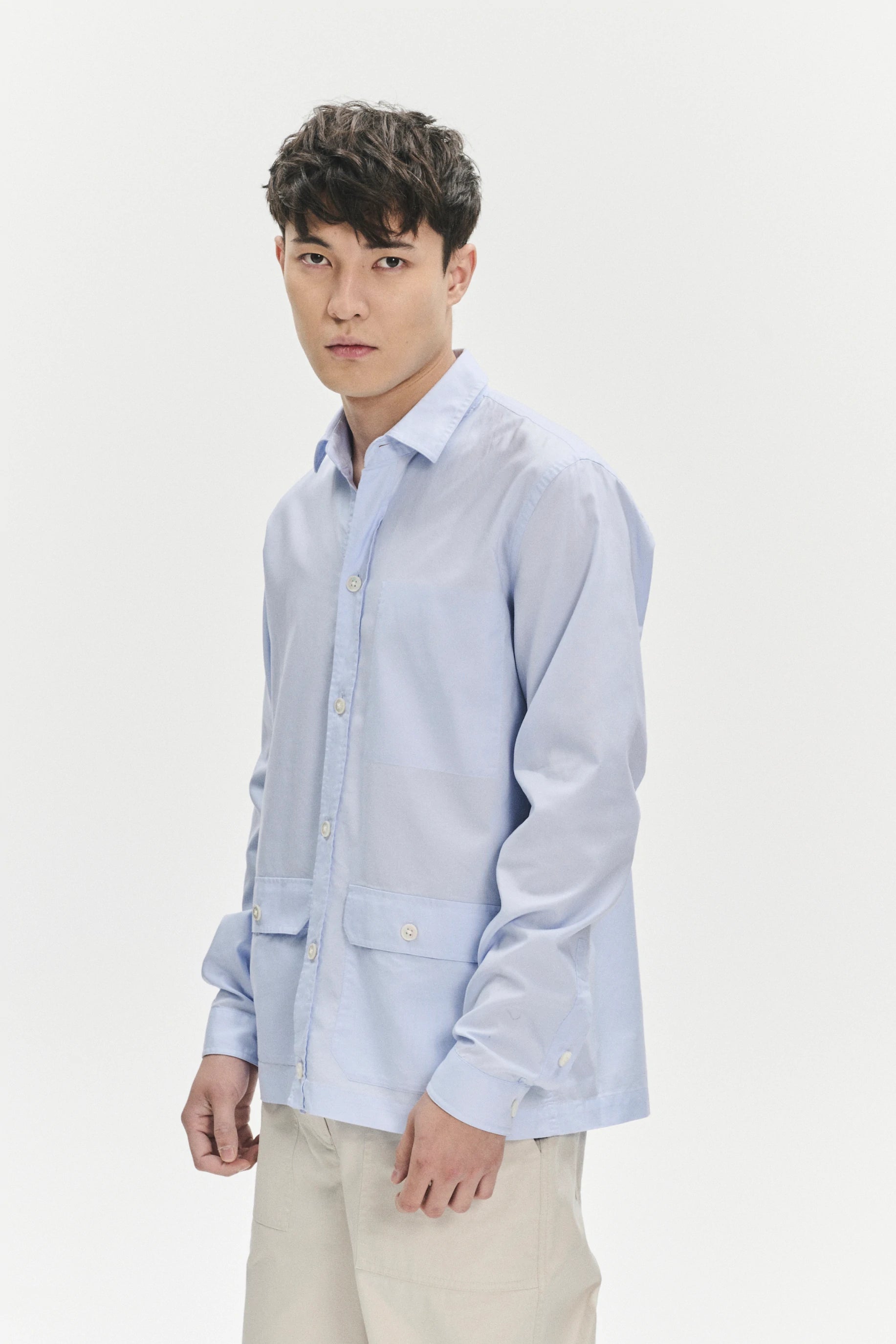 Overshirt in a Light Blue Portuguese Oxford Cotton