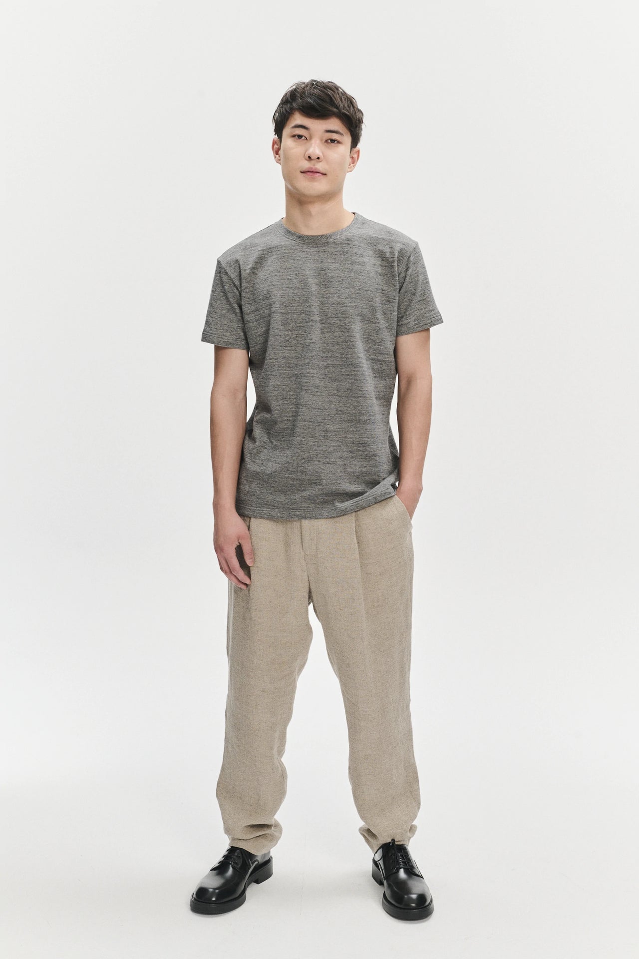 Short Sleeve T-shirt in a Grey Fine Japanese Cotton Jersey