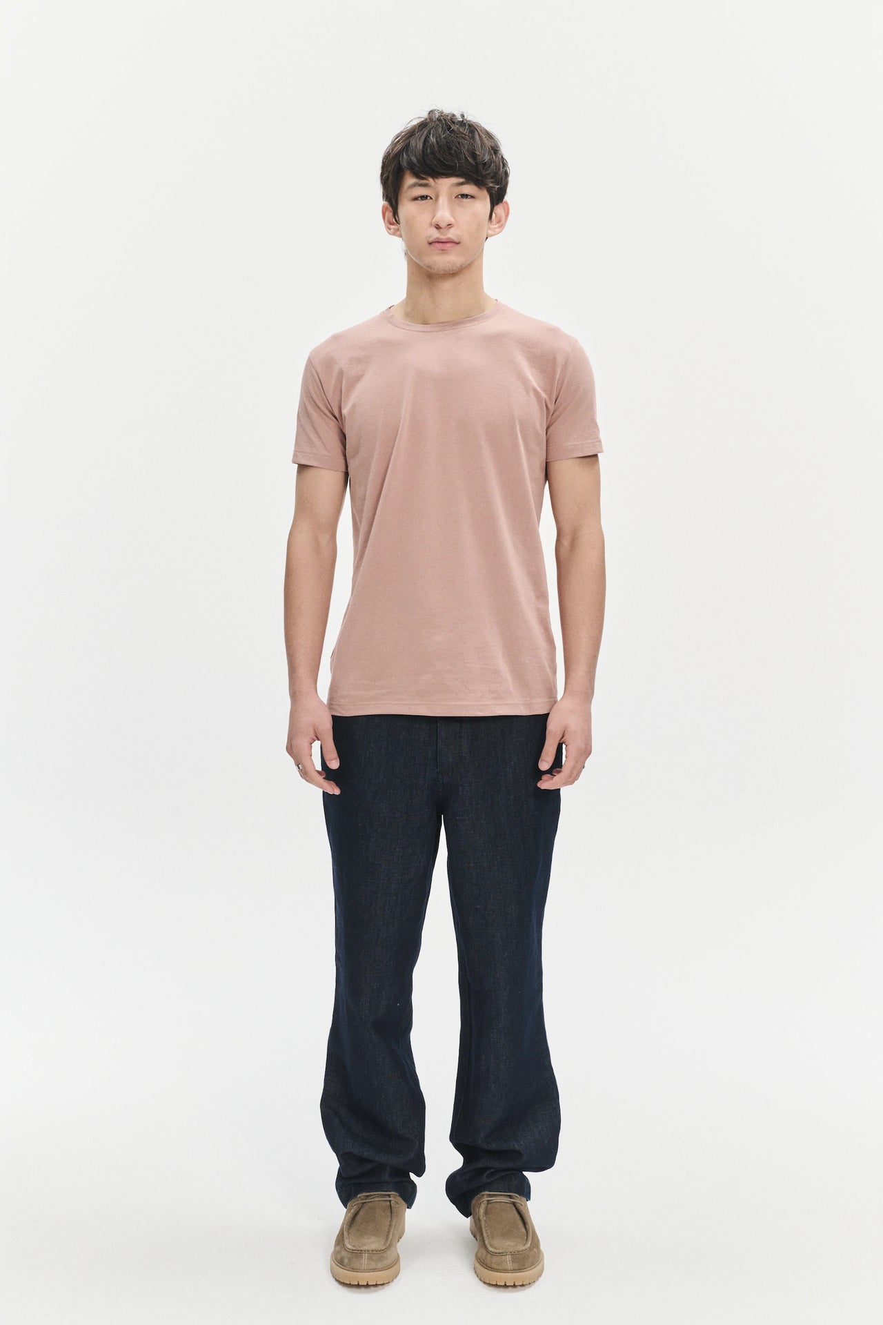 Pocket T-Shirt in a Powder Pink Soft Organic Japanese Cotton
