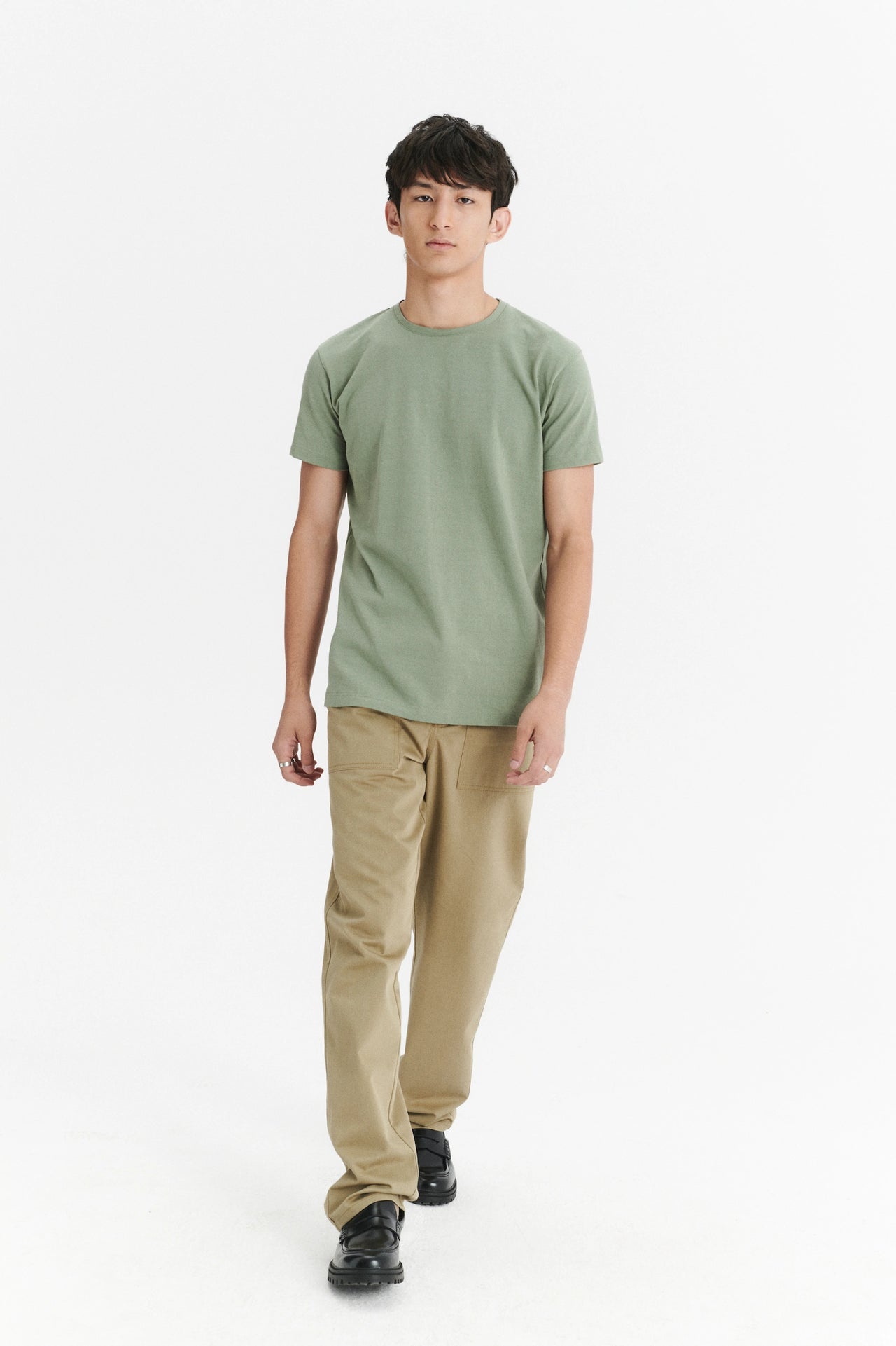 Relaxed T-Shirt in a Green Sage Japanese Sturdy Cotton Jersey