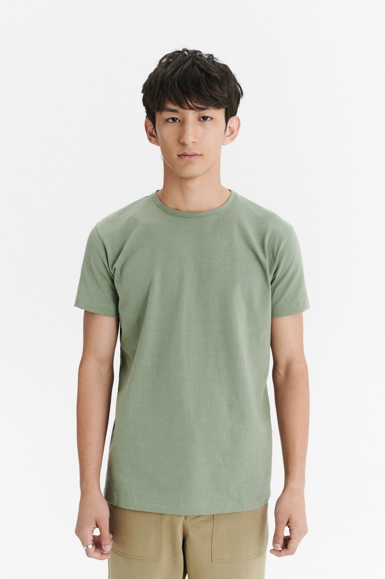 Relaxed T-Shirt in a Green Sage Japanese Sturdy Cotton Jersey