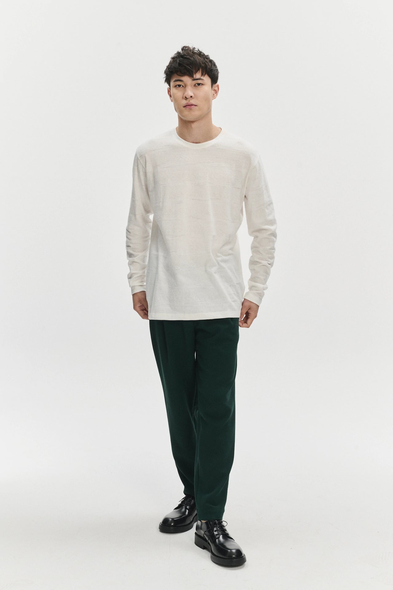 Long Sleeve in a White Japanese Slow-Knit Cotton Jersey