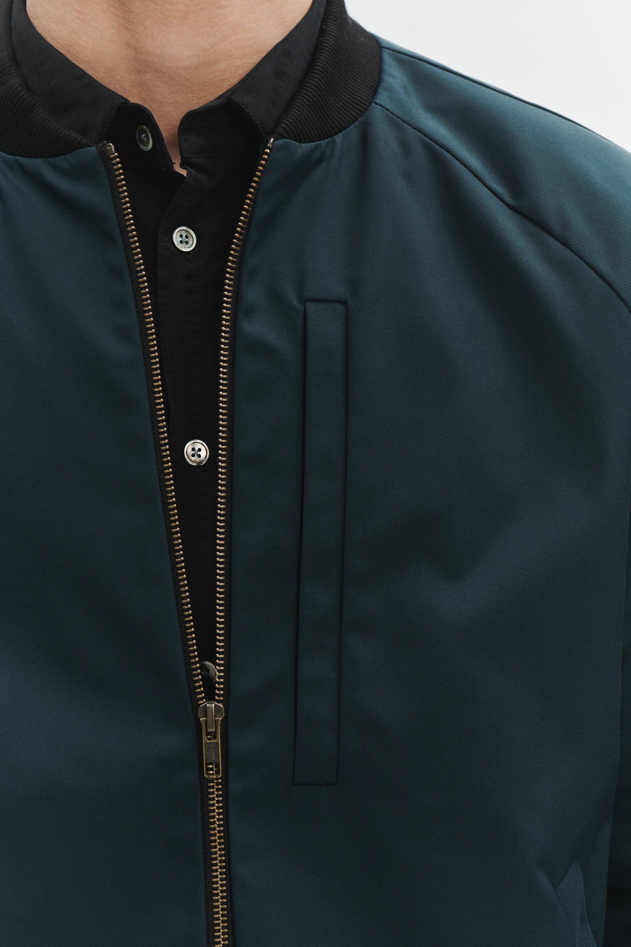 Petrol Blue Bomber Jacket in a High End Italian Wind Proof Technical Fabric