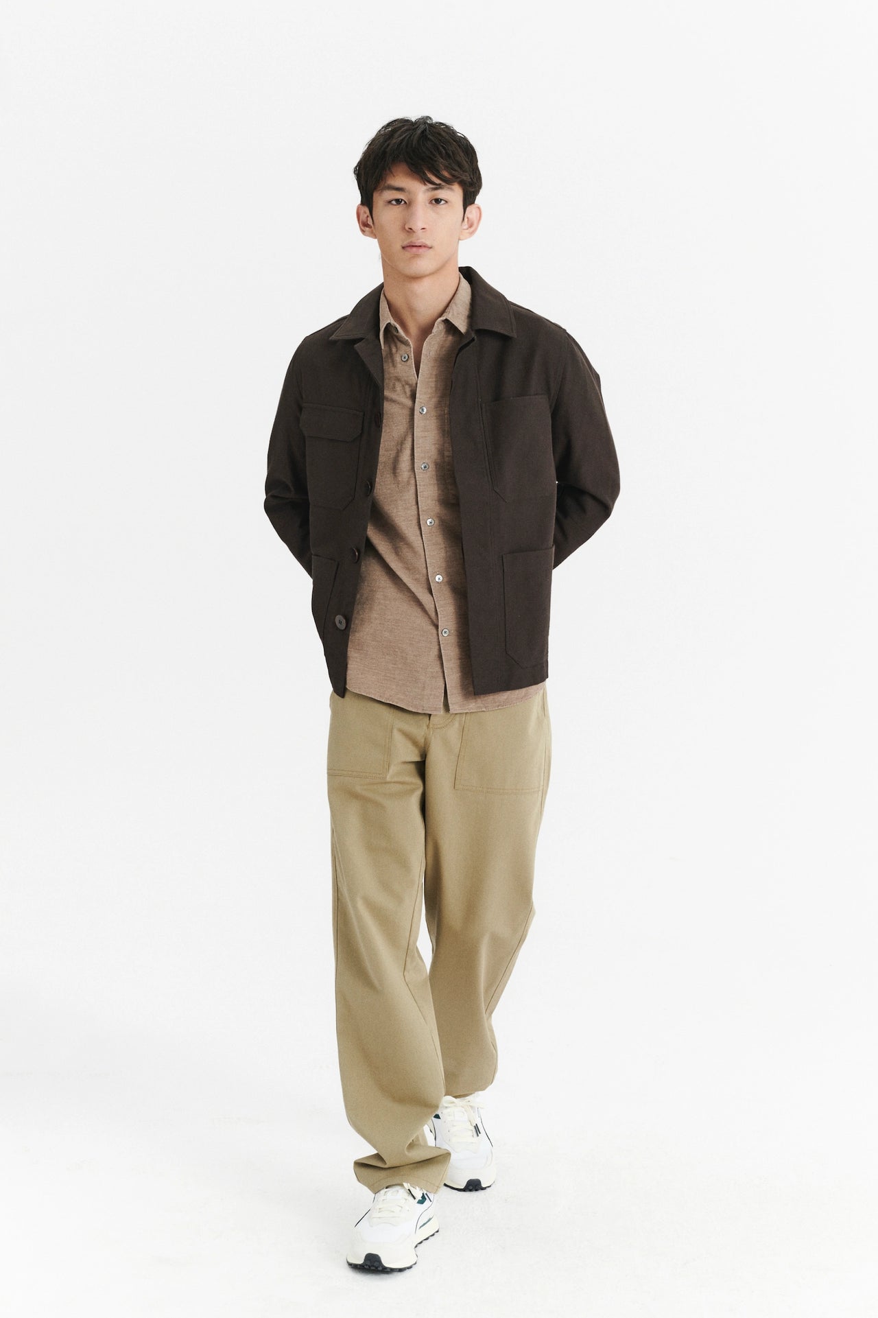 Workwear Jacket in the Finest Brown Italian Wool and Cotton