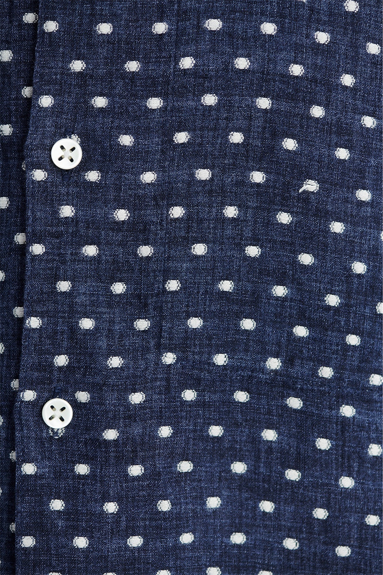 Feel Good Shirt in a Navy Dotted Delavé Italian Linen