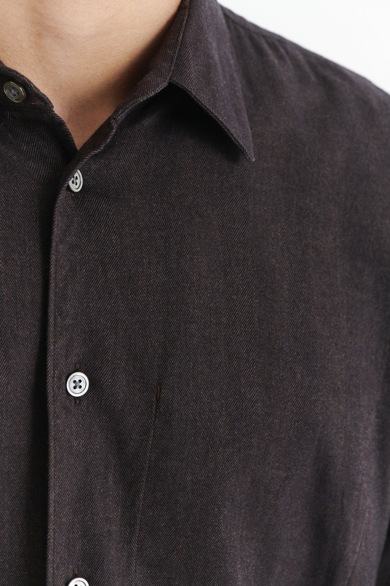 Feel Good Shirt in a Brown Soft and Silky Italian Lyocell and Cotton Flannel by Albini