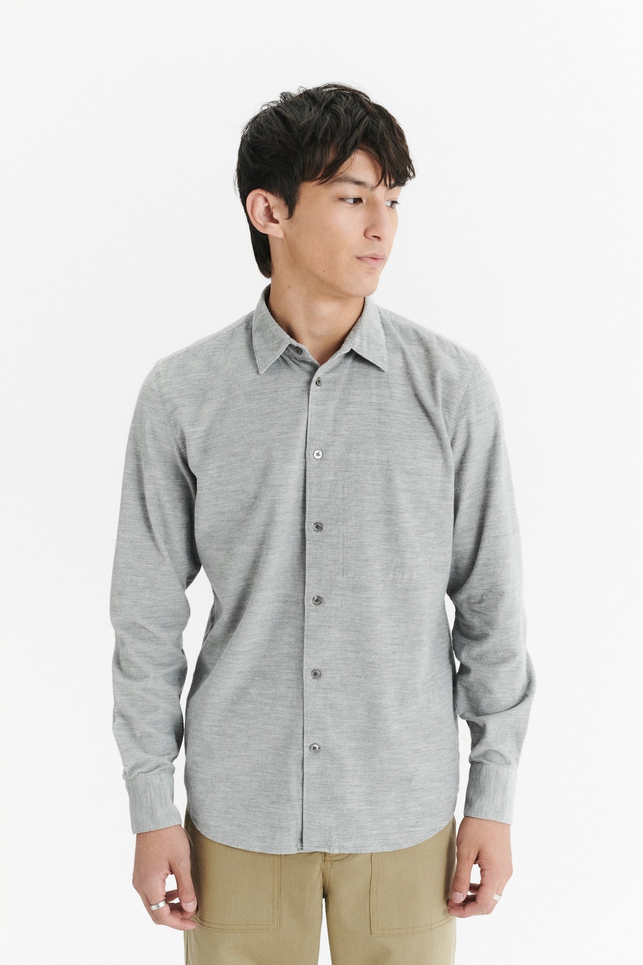 Feel Good Shirt in a Grey Japanese Soft Corduroy Cotton