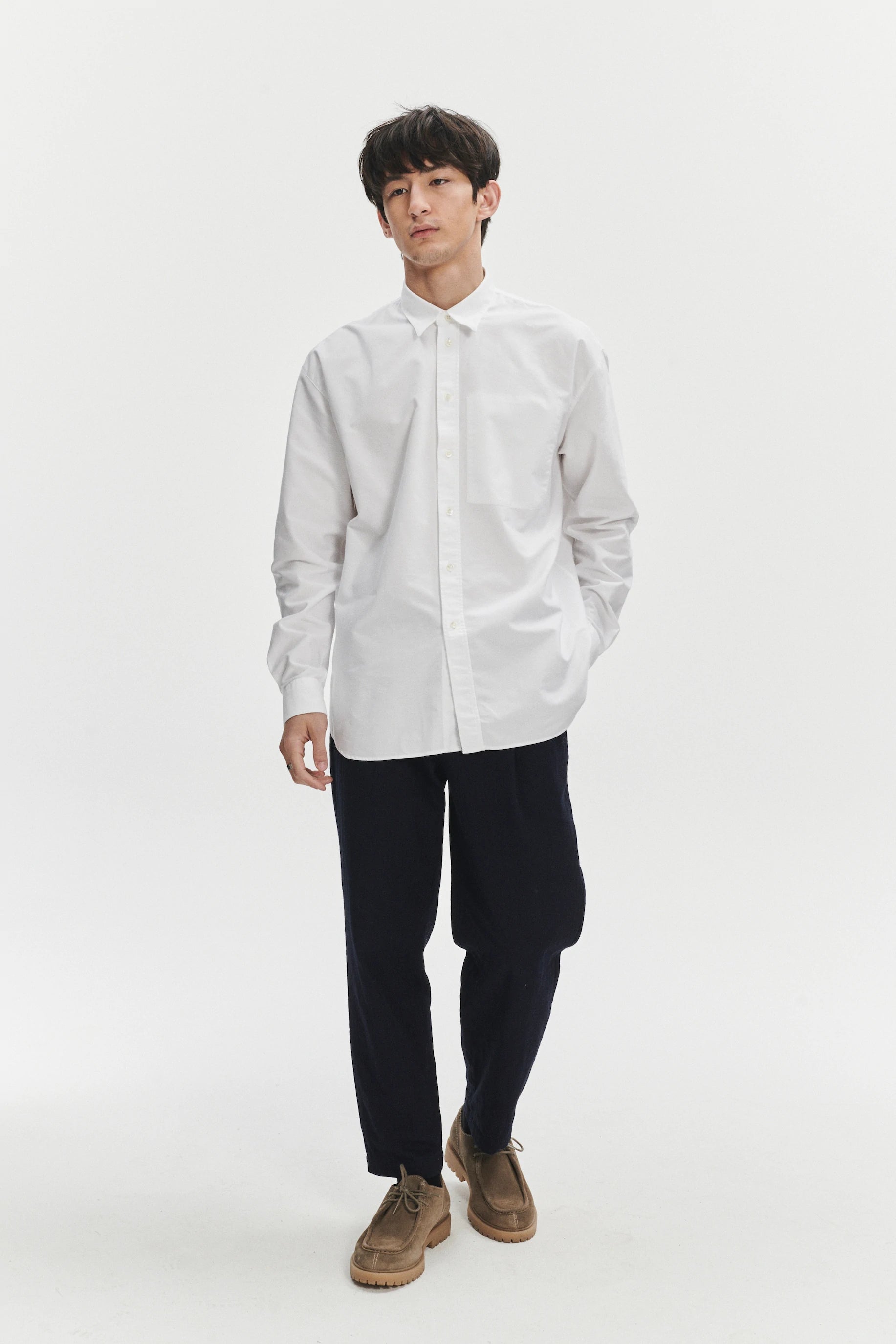 Oversized Rider Shirt in a White Portuguese Oxford Cotton