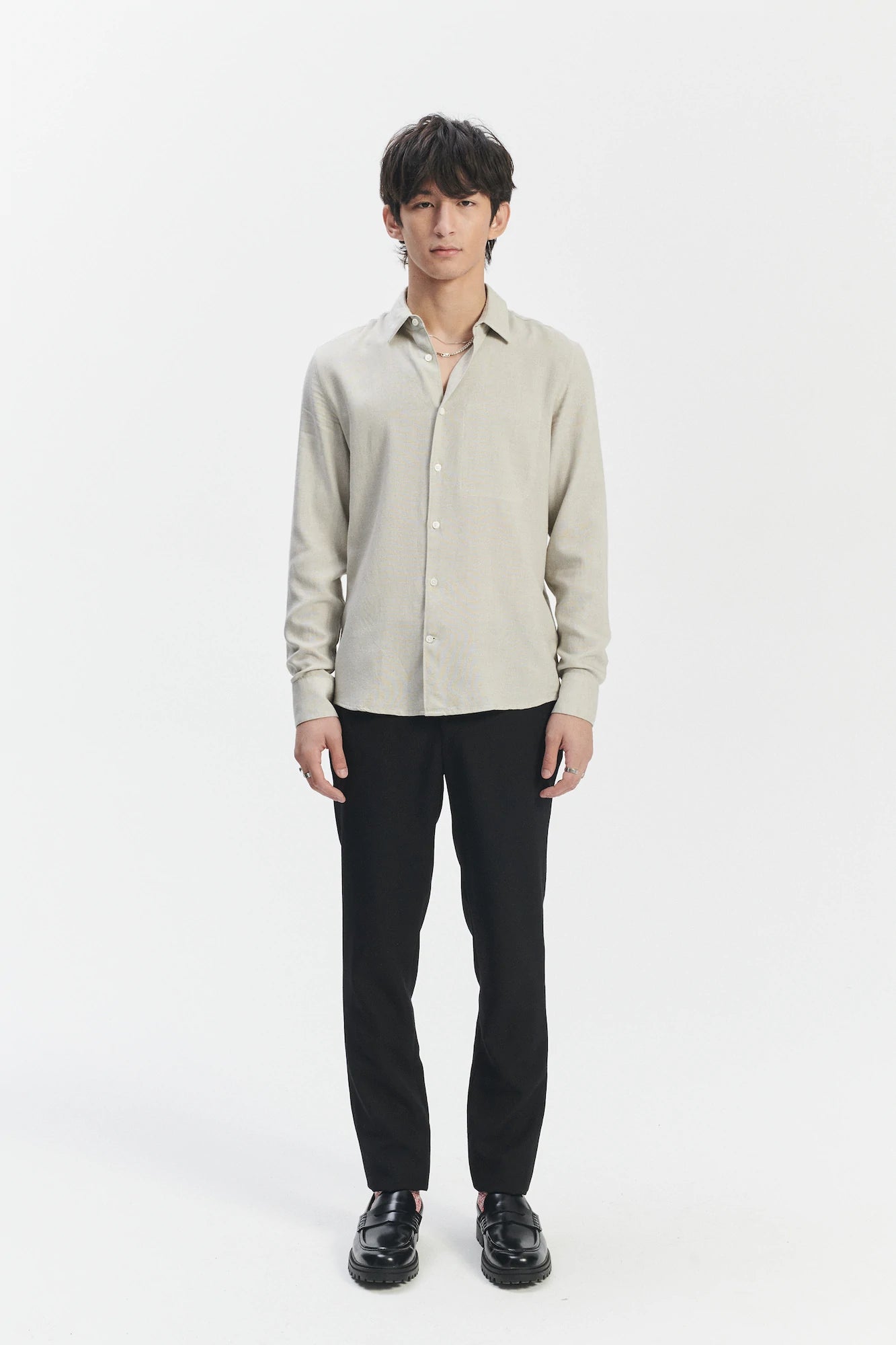 Feel Good Shirt in a Sky Grey Airy Mix of Portuguese Merino Wool and Modal